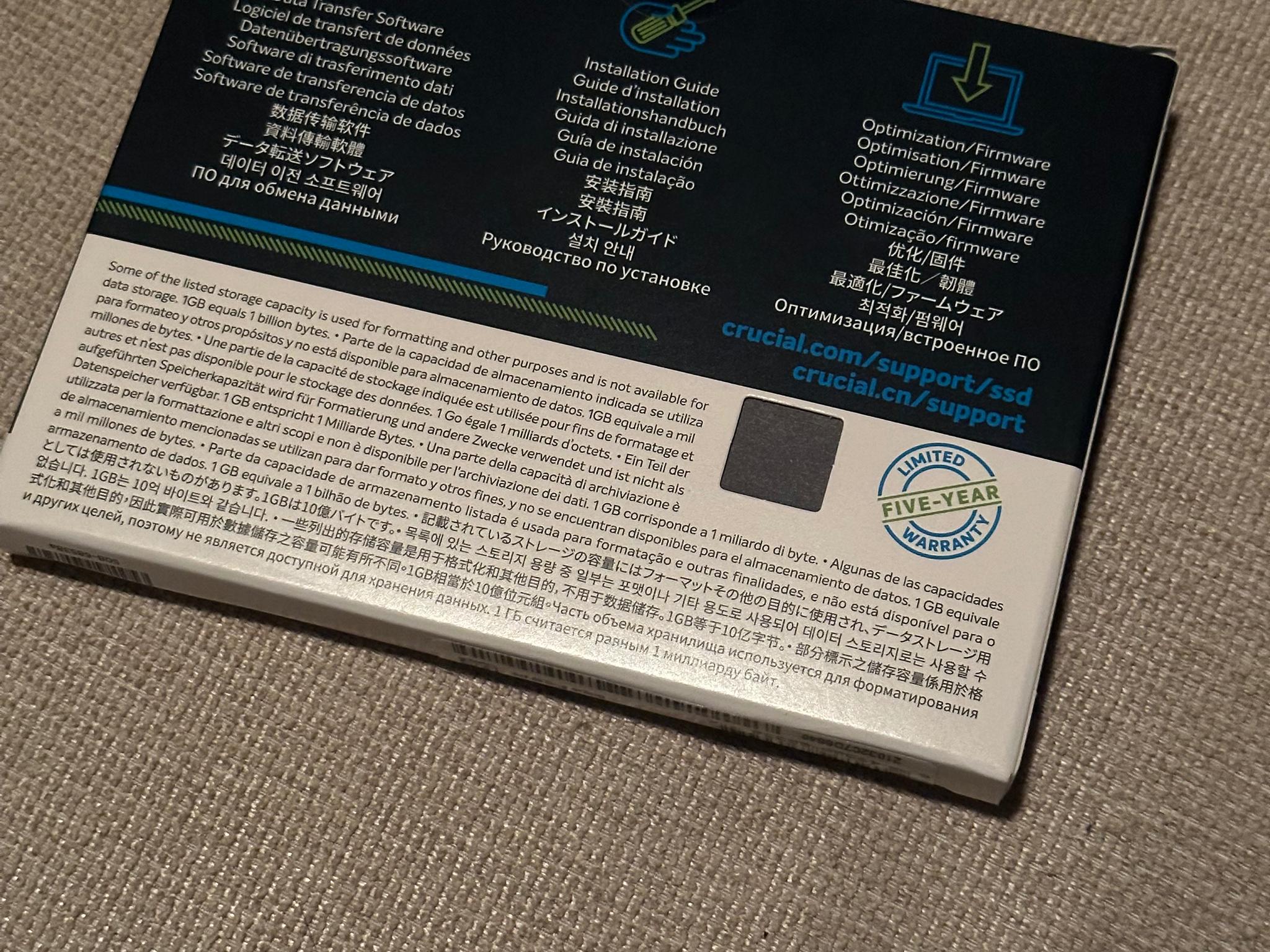 Crucial P5 500GB NVMe M.2