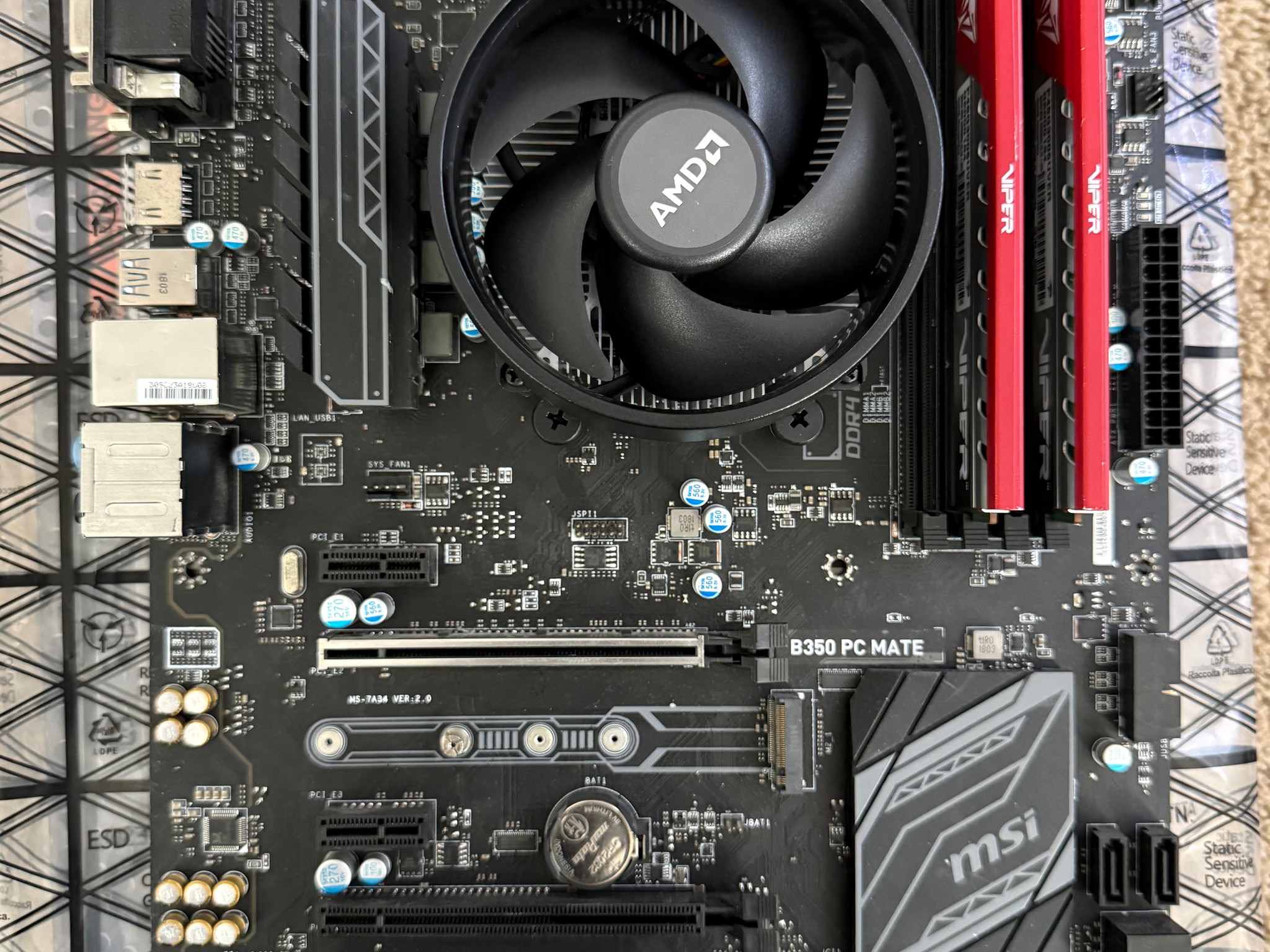 CPU - MOBO - RAM combo.  Ryzen 7 1700, MSI B350 PC Mate, Patriot Viper x2 8GB 3000Mhz CL16