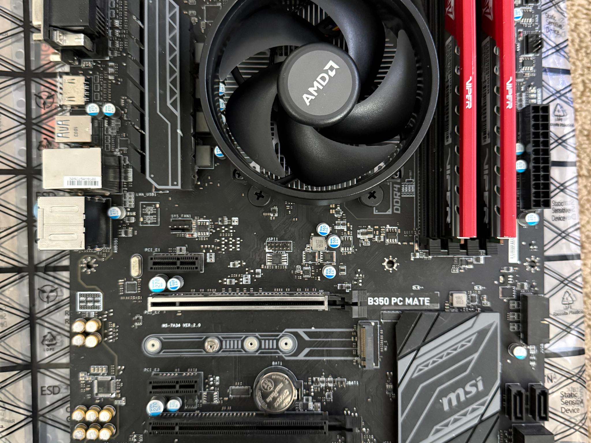 CPU - MOBO - RAM combo.  Ryzen 7 1700, MSI B350 PC Mate, Patriot Viper x2 8GB 3000Mhz CL16
