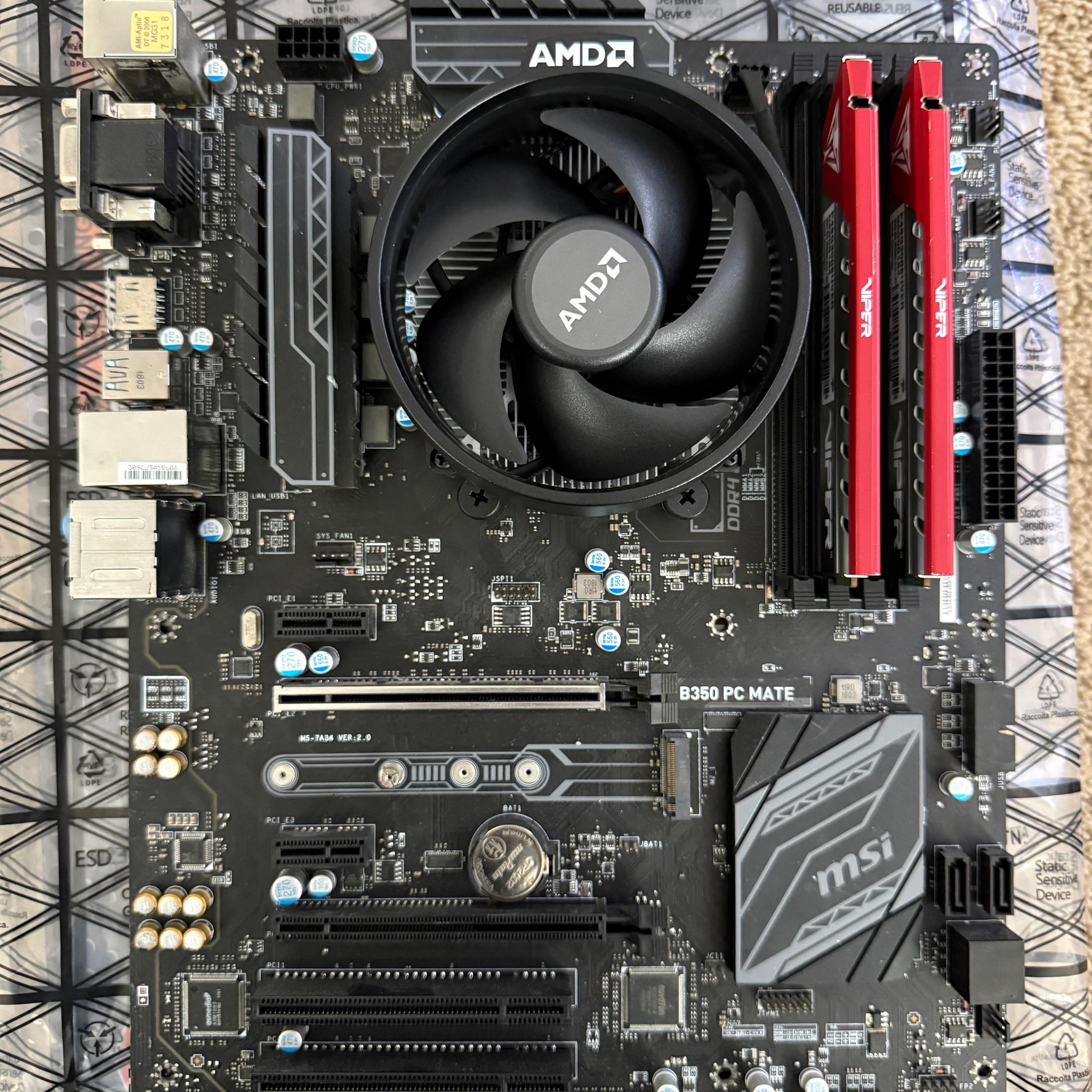 CPU - MOBO - RAM combo.  Ryzen 7 1700, MSI B350 PC Mate, Patriot Viper x2 8GB 3000Mhz CL16