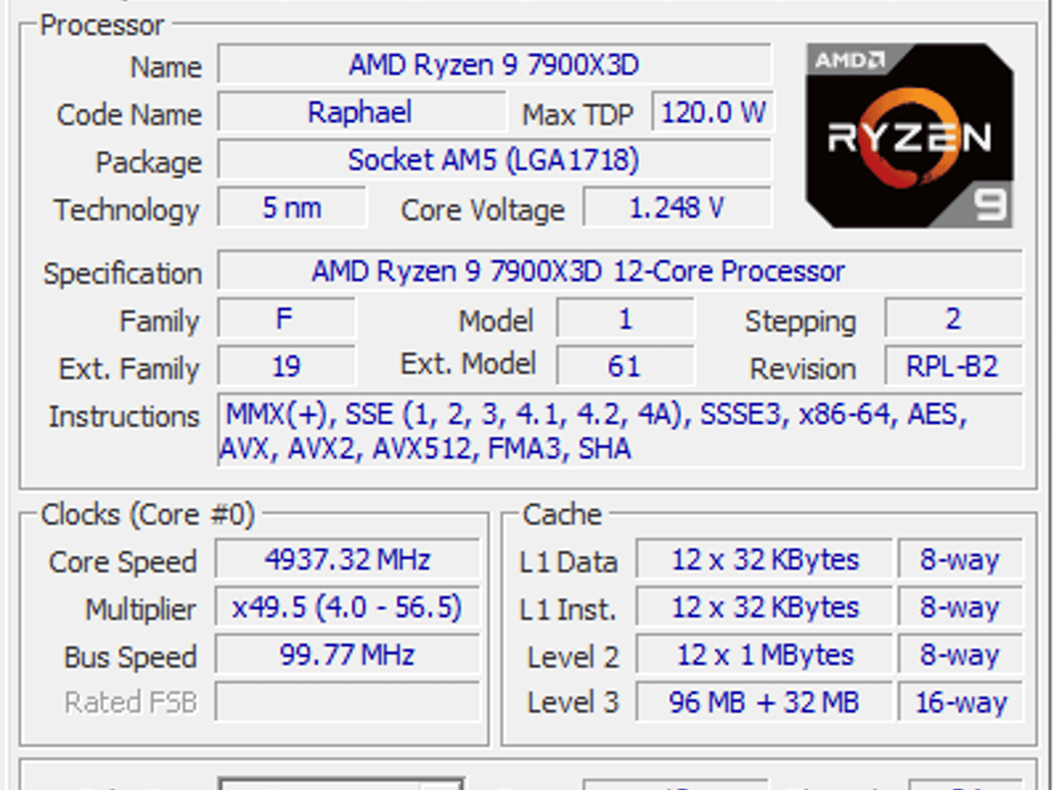 AMD Ryzen 9 7900X3D (USED)