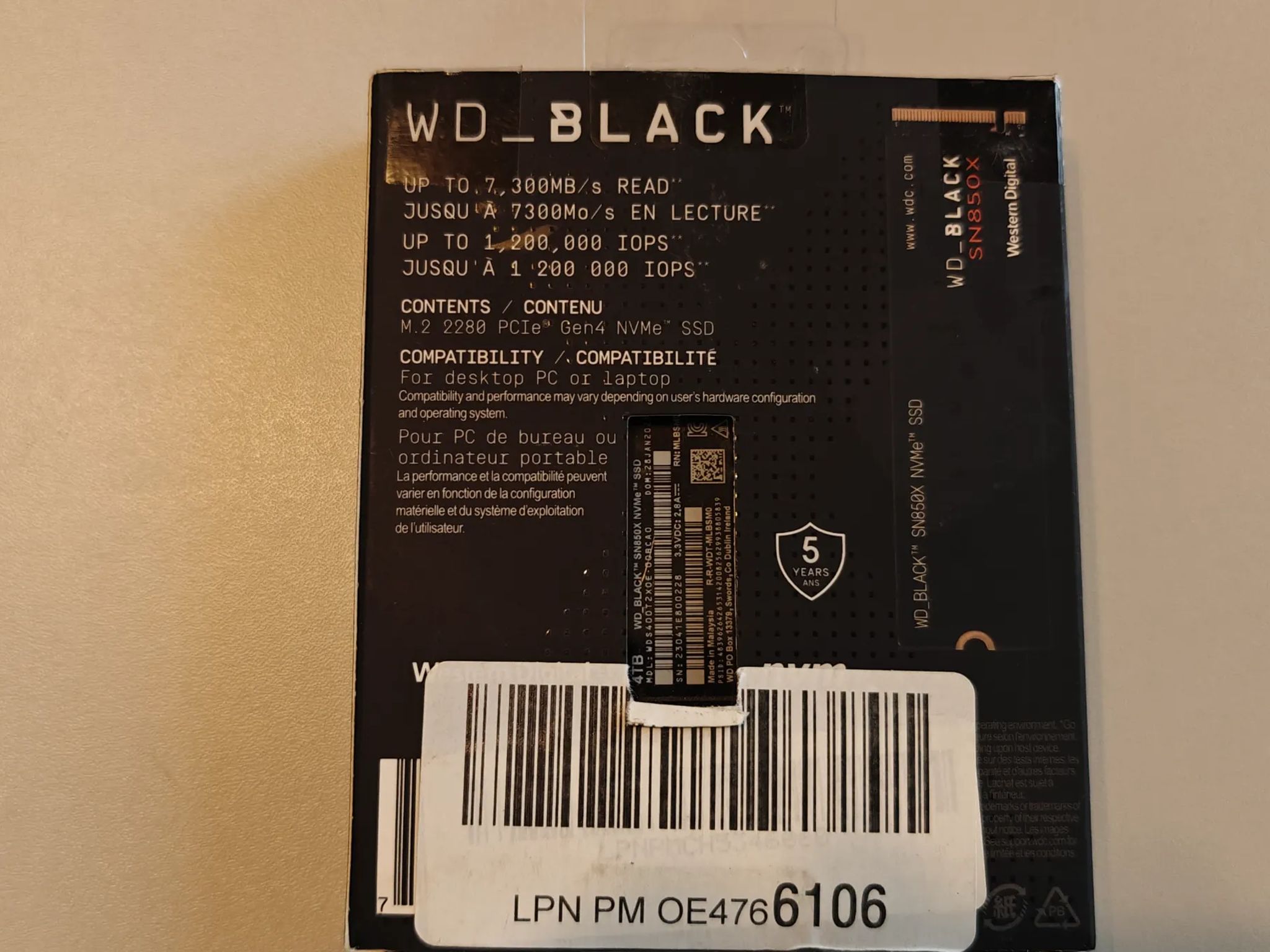 WD_BLACK 4TB SN850X NVMe Internal Gaming SSD Solid State Drive - Gen4 PCIe, M.2 2280, Up to 7,300 MB