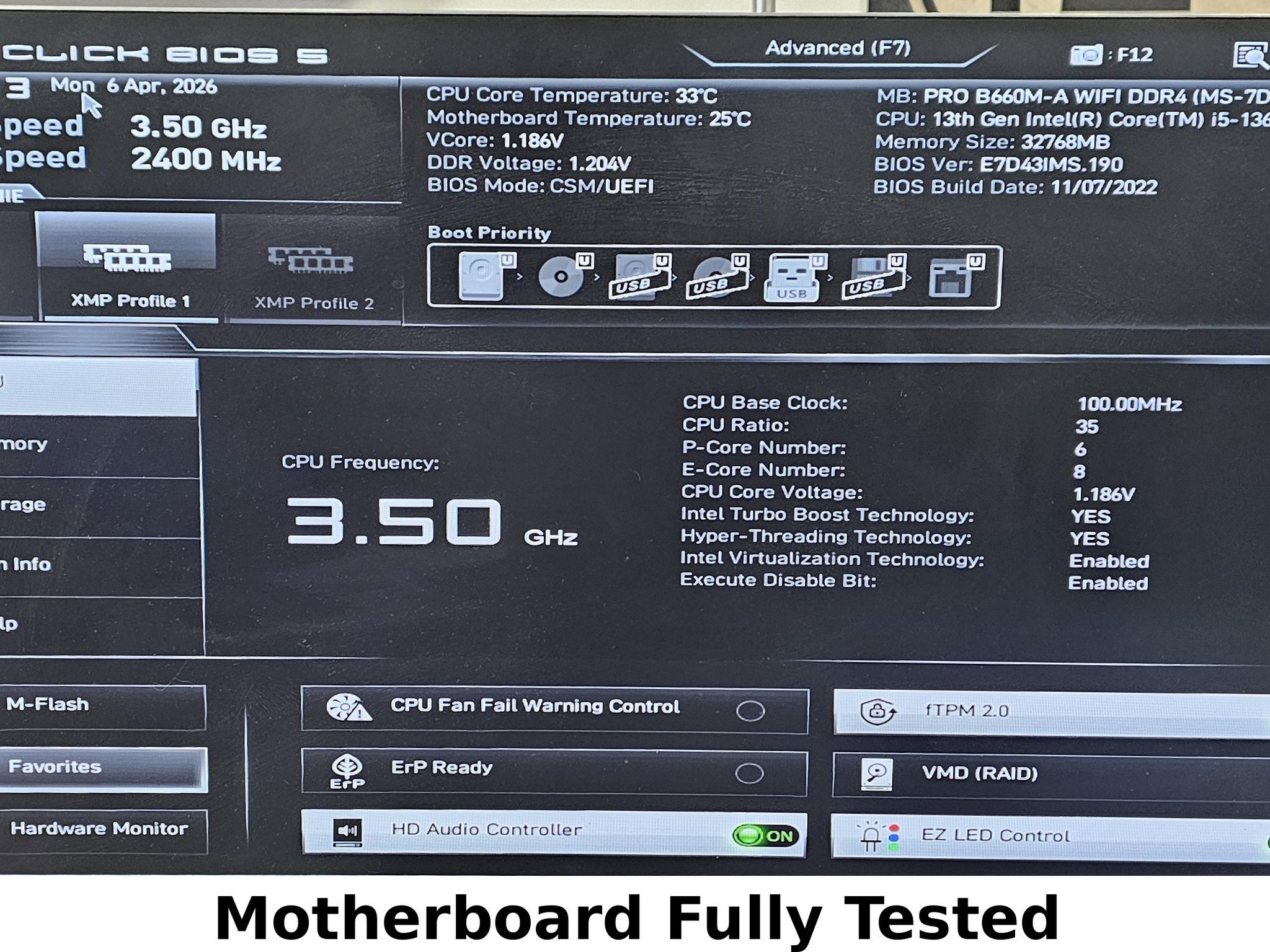 MSI PRO B660M-A WIFI DDR4 LGA1700 Motherboard