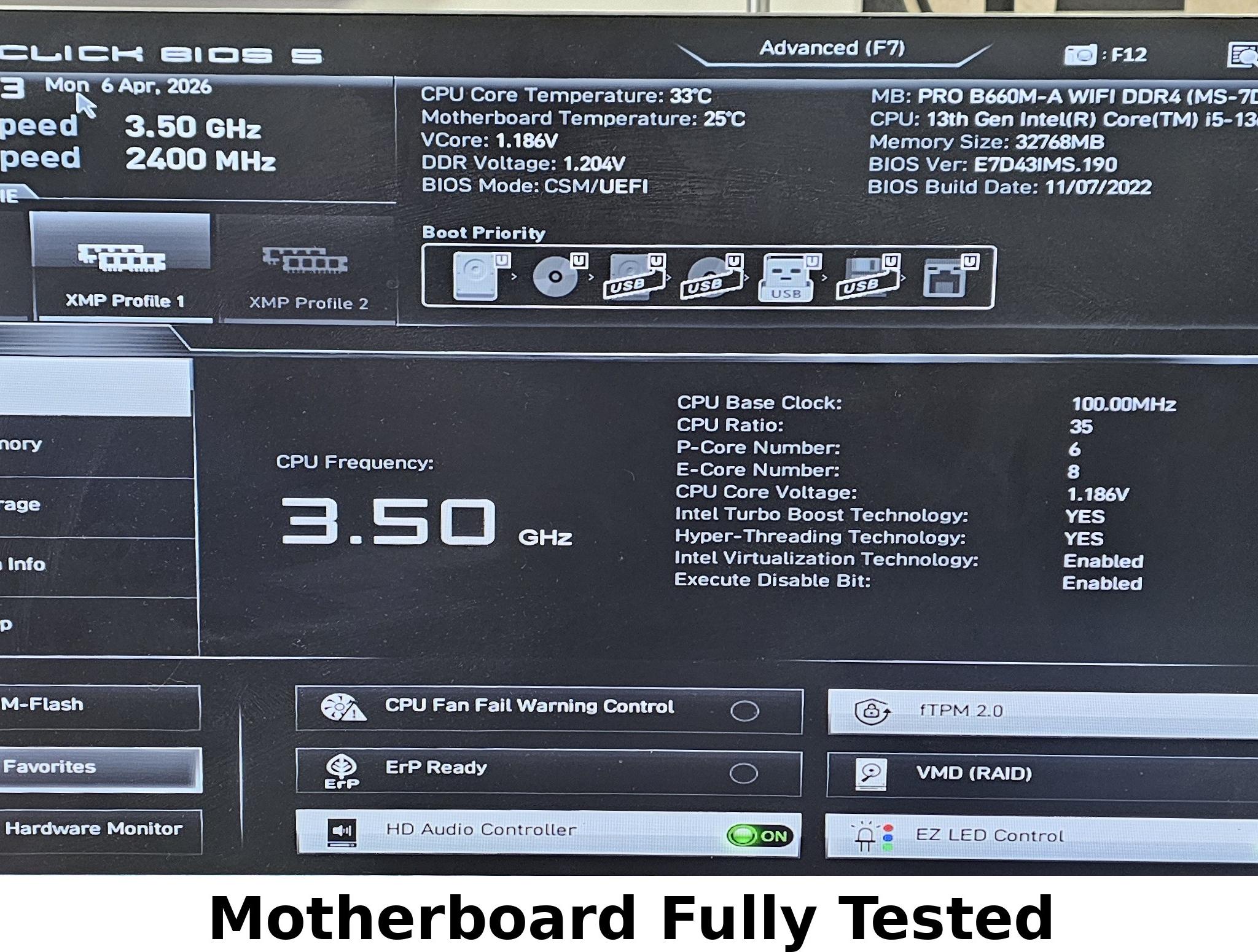 MSI PRO B660M-A WIFI DDR4 LGA1700 Motherboard