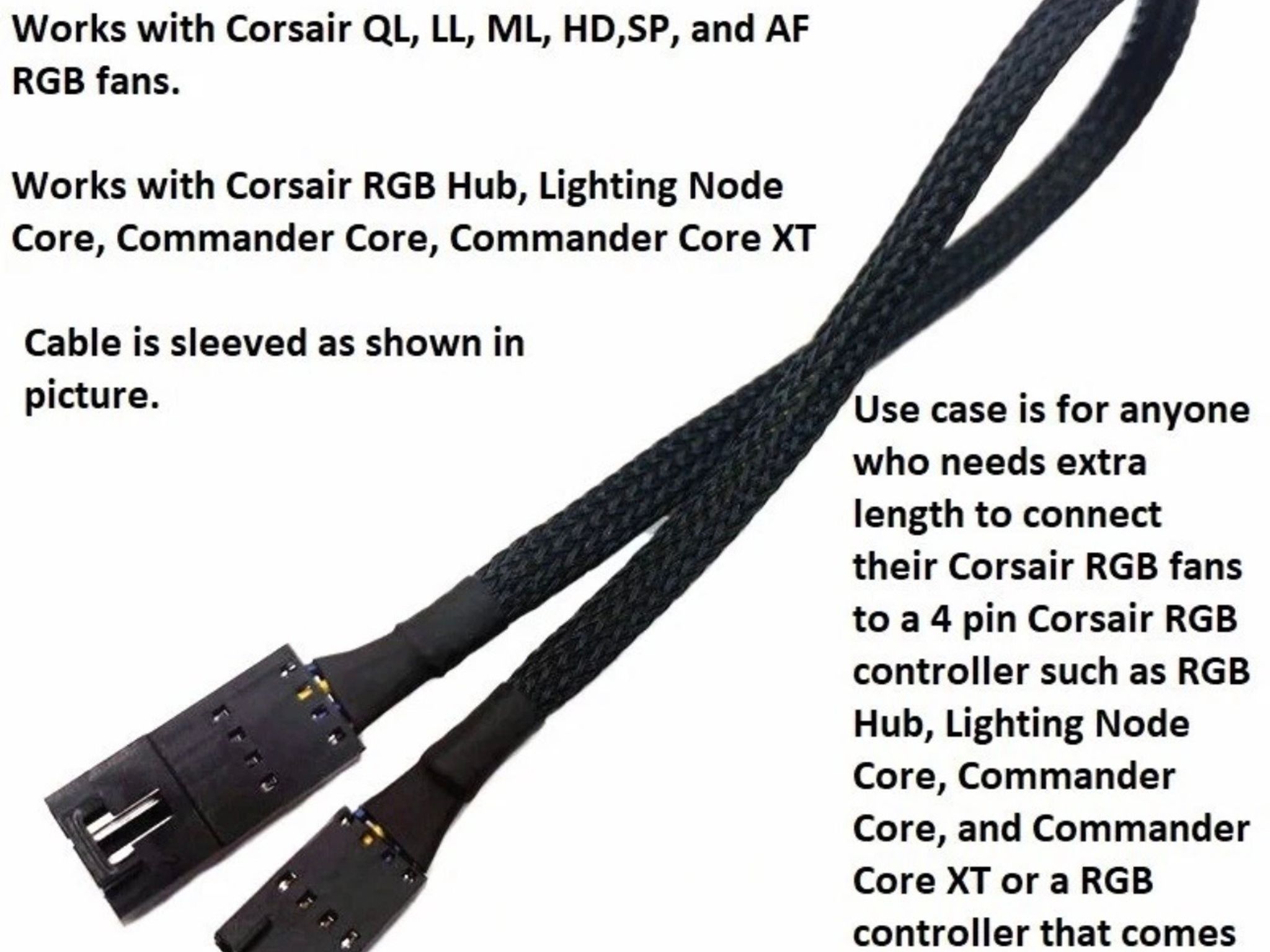 Corsair 4 Pin RGB Extension Cable  23” Inch ( SHIP TODAY )