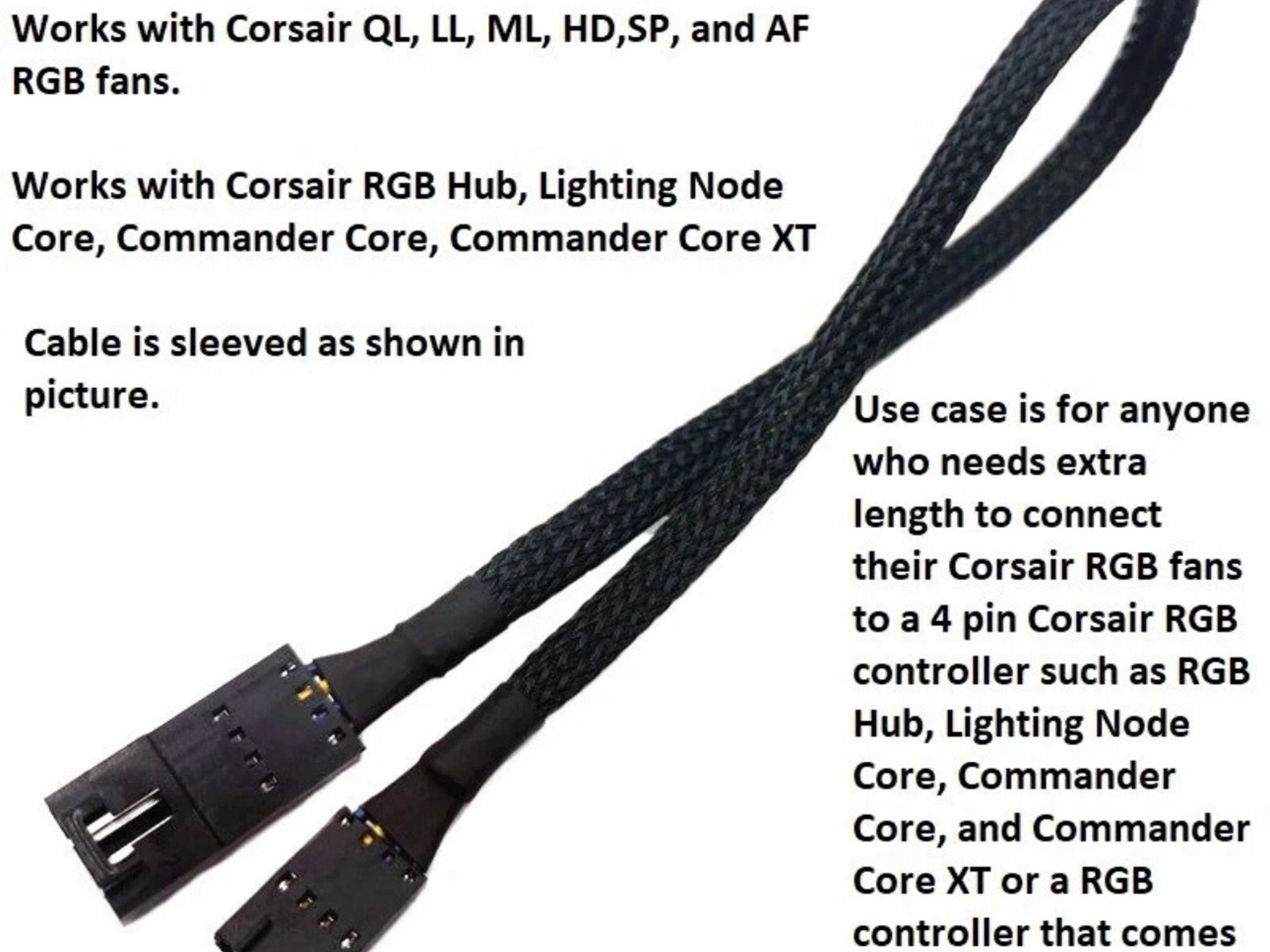 Corsair 4 Pin RGB Extension Cable  23” Inch ( SHIP TODAY )