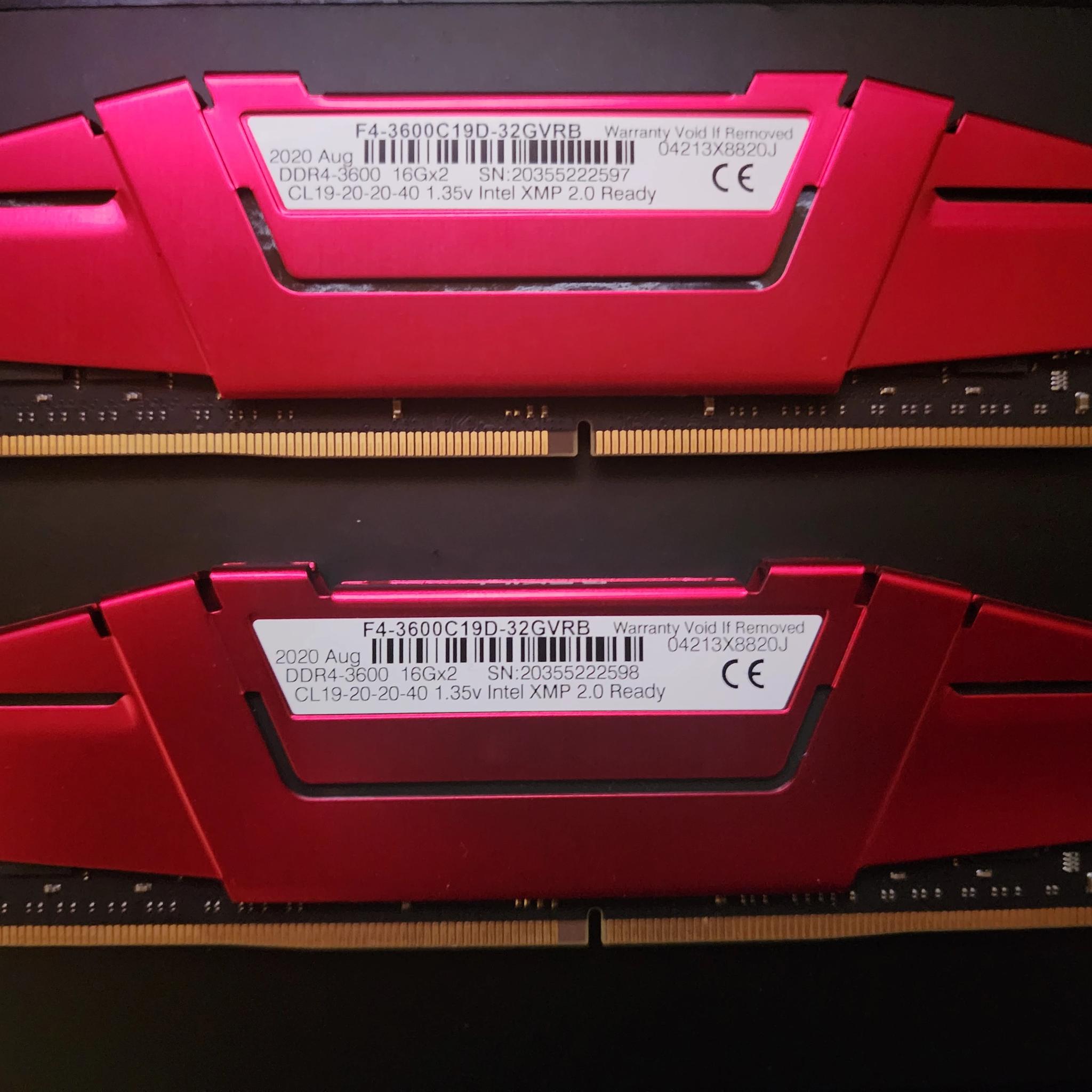 G.SKILL Ripjaws V 32GB 3600MHZ DDR4 (2x16GB)