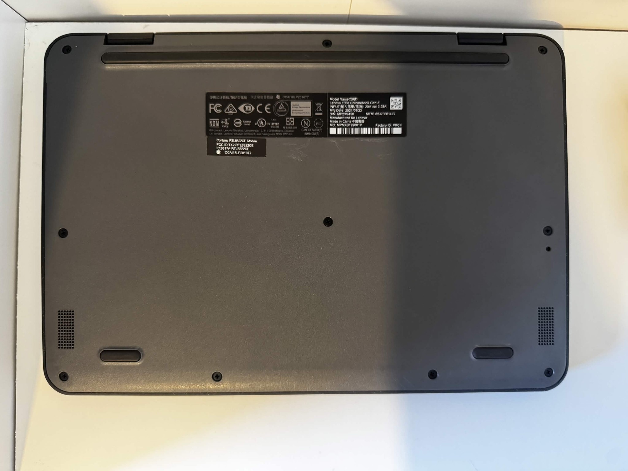 USED Lenovo 100e Chromebook Gen 3