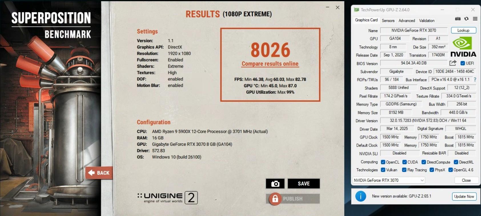 Gigabyte RTX 3070 Gaming OC 8G