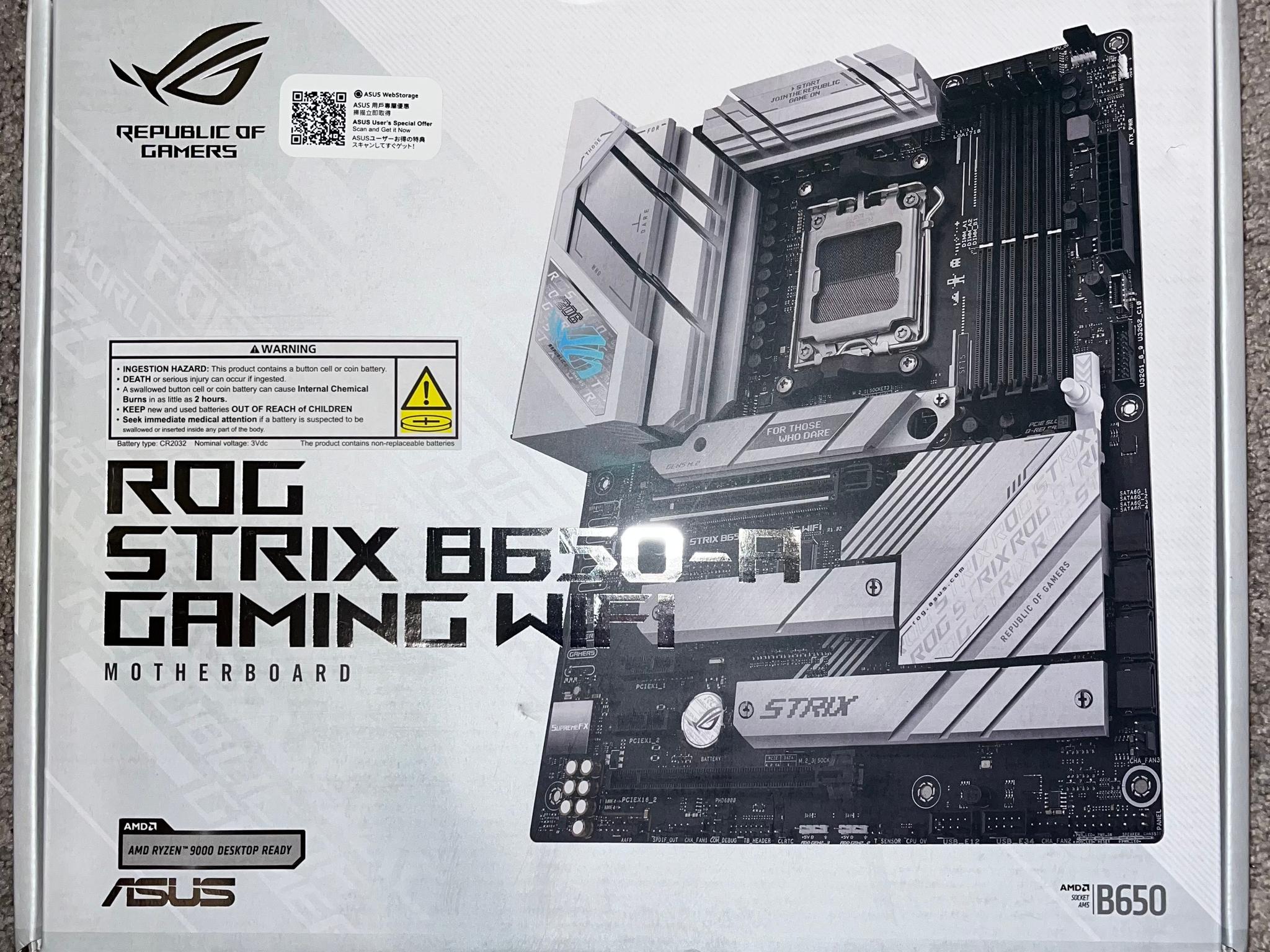 ASUS ROG STRIX B650-A GAMING WIFI (Socket AM5) AMD B650 ATX DDR5 Wi-Fi 6E AURA