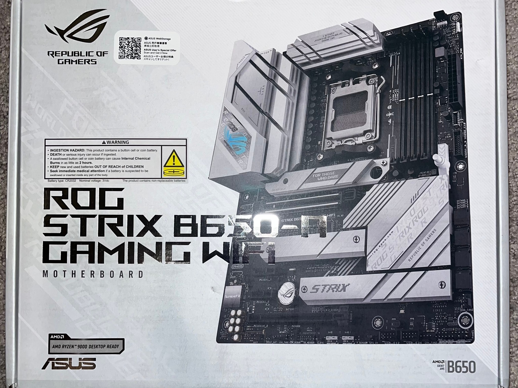 ASUS ROG STRIX B650-A GAMING WIFI (Socket AM5) AMD B650 ATX DDR5 Wi-Fi 6E AURA