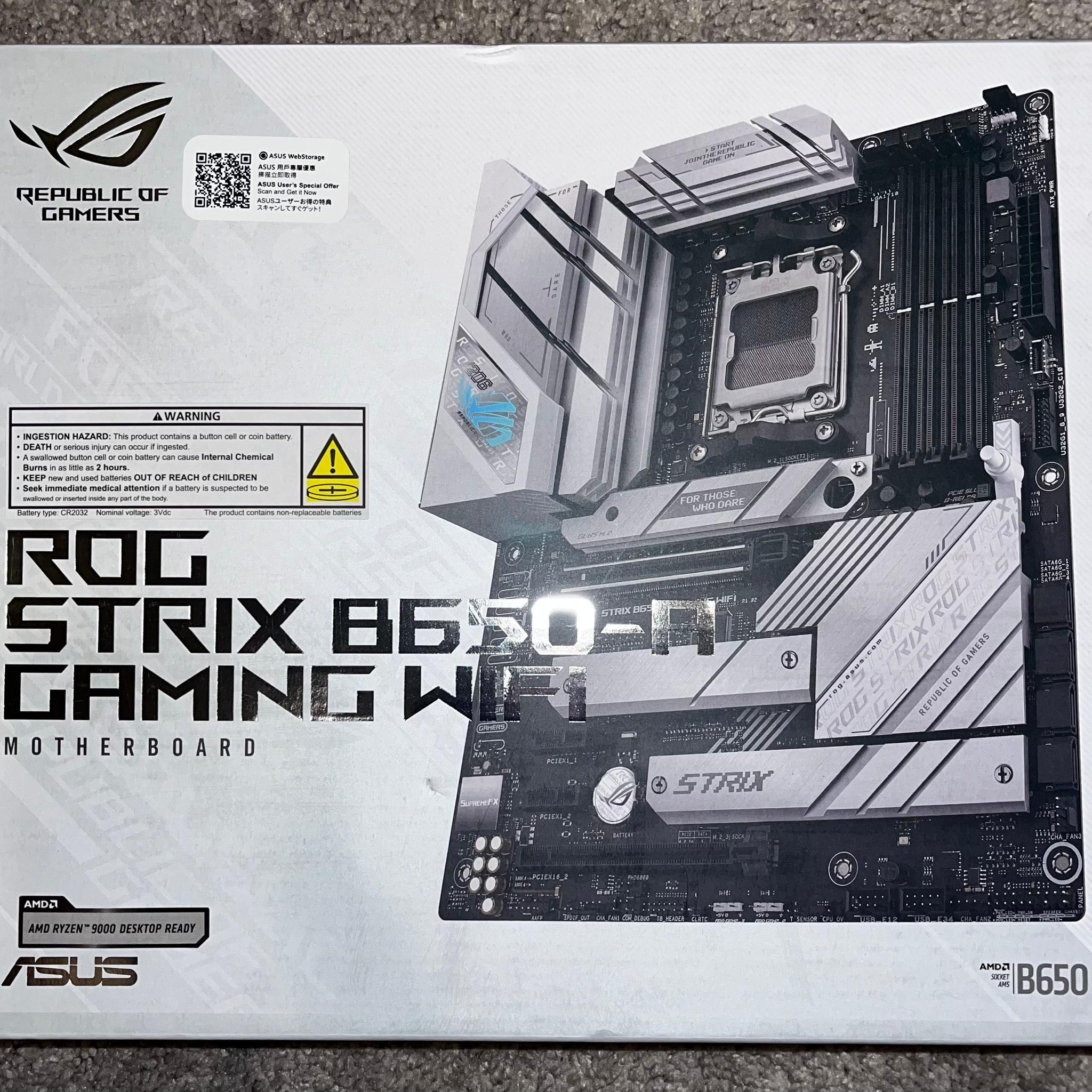 ASUS ROG STRIX B650-A GAMING WIFI (Socket AM5) AMD B650 ATX DDR5 Wi-Fi 6E AURA