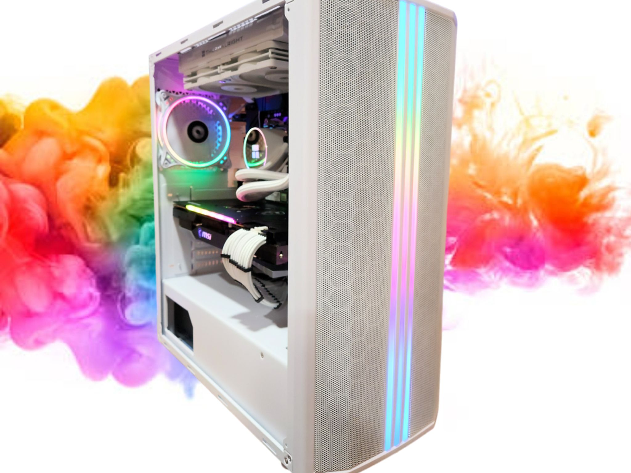 BIG SALE: RX 6900 XT + Ryzen 5700x + 32GB RAM + 1TB SSD + 6 Fans + WIFI ( White Minimalist RGB PC )
