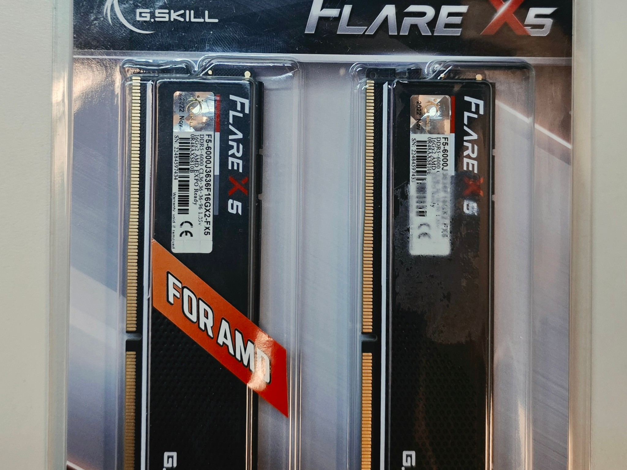 G.Skill Flare X5 Series AMD EXPO DDR5 RAM 32GB (2 x 16GB) 6000MT/s CL36-36-36-96 Low Profile