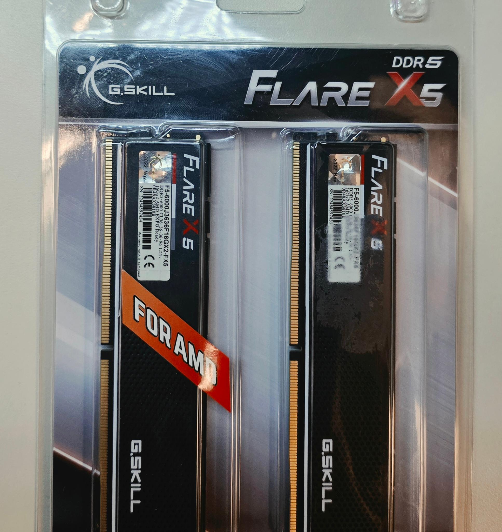 G.Skill Flare X5 Series AMD EXPO DDR5 RAM 32GB (2 x 16GB) 6000MT/s CL36-36-36-96 Low Profile