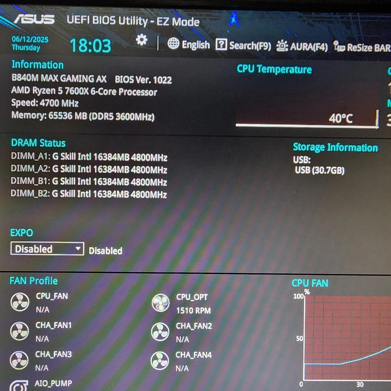 UPDATED BIOS ASUS B840M MAX GAMING AX WIFI6 DDR5 AM5 MATX MOTHERBOARD