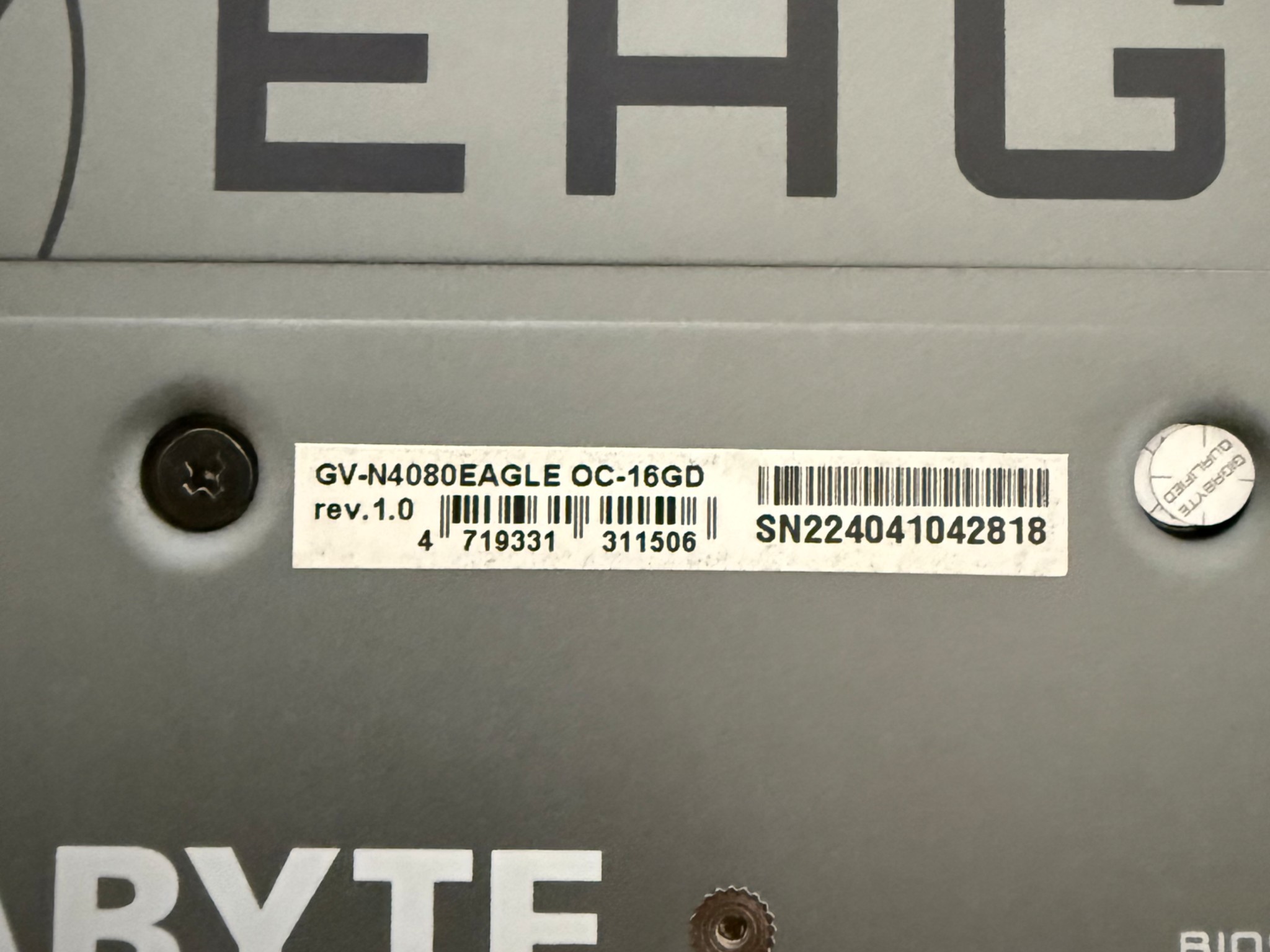 GeForce RTX 4080 Gigabyte Eagle OC 16GB