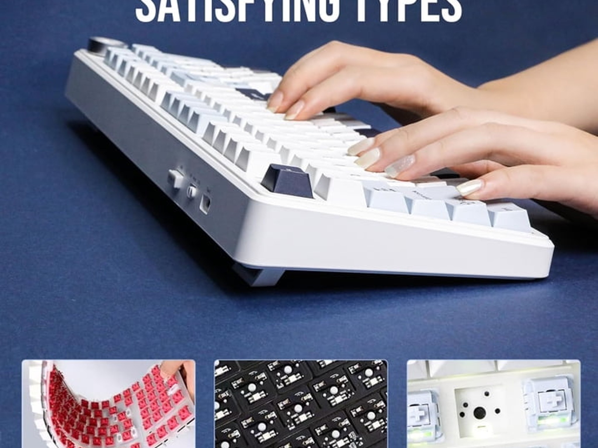 AULA F99 PRO (BRAND NEW) Blue White, Wireless Mechanical 95% LEOBOG Nimbus Switches w/ Knob