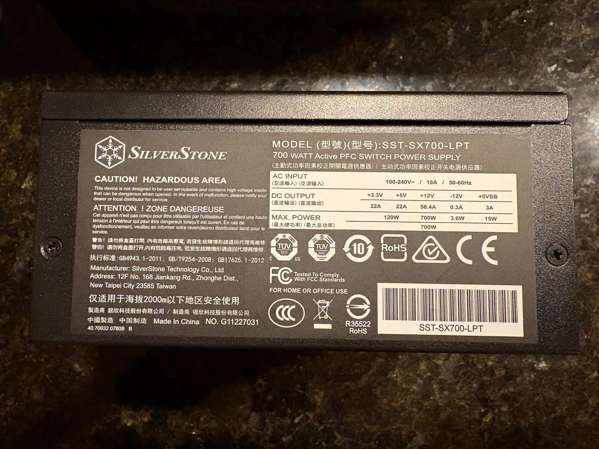 SilverStone 700W SFX-L Fully Modular Platinum Power Supply