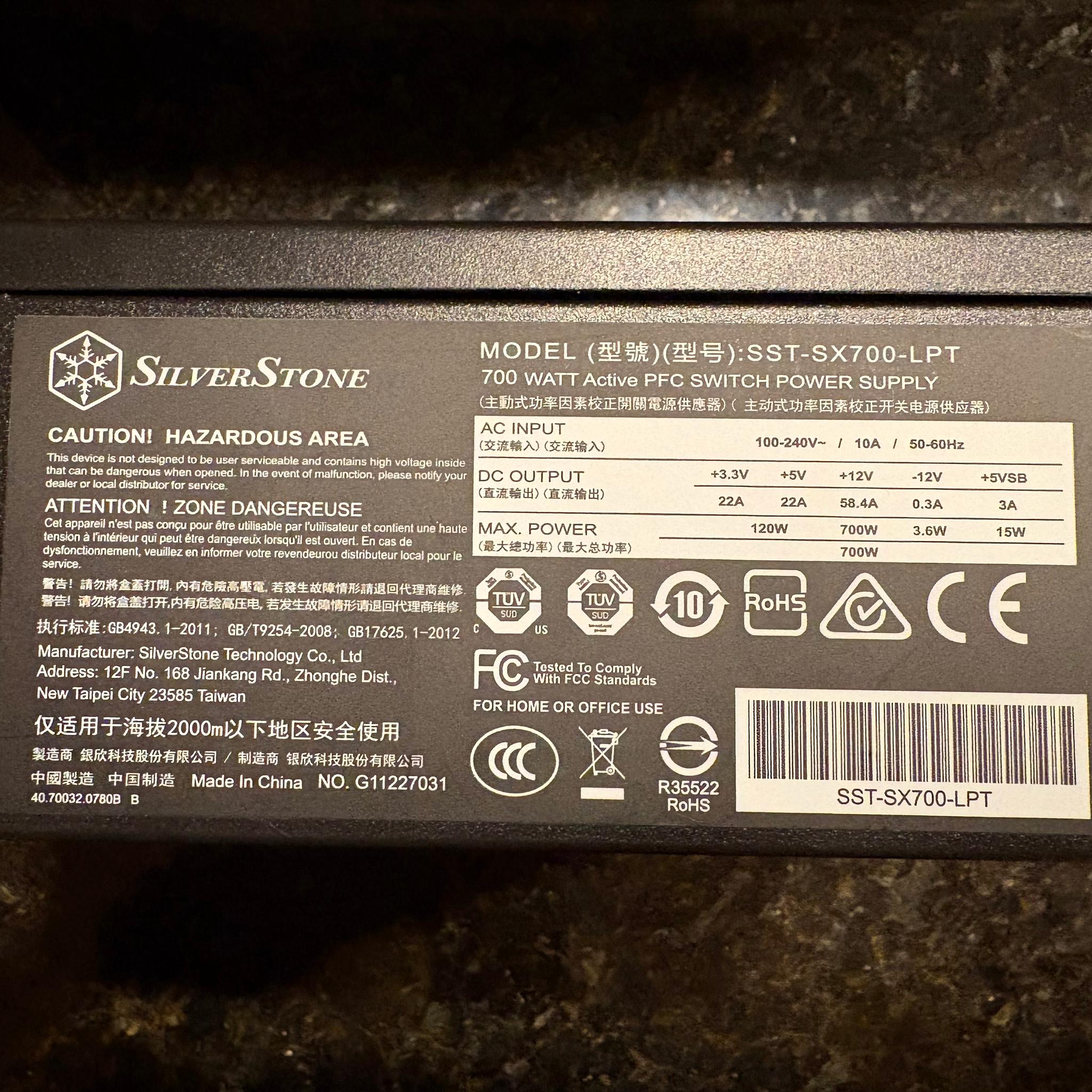 SilverStone 700W SFX-L Fully Modular Platinum Power Supply