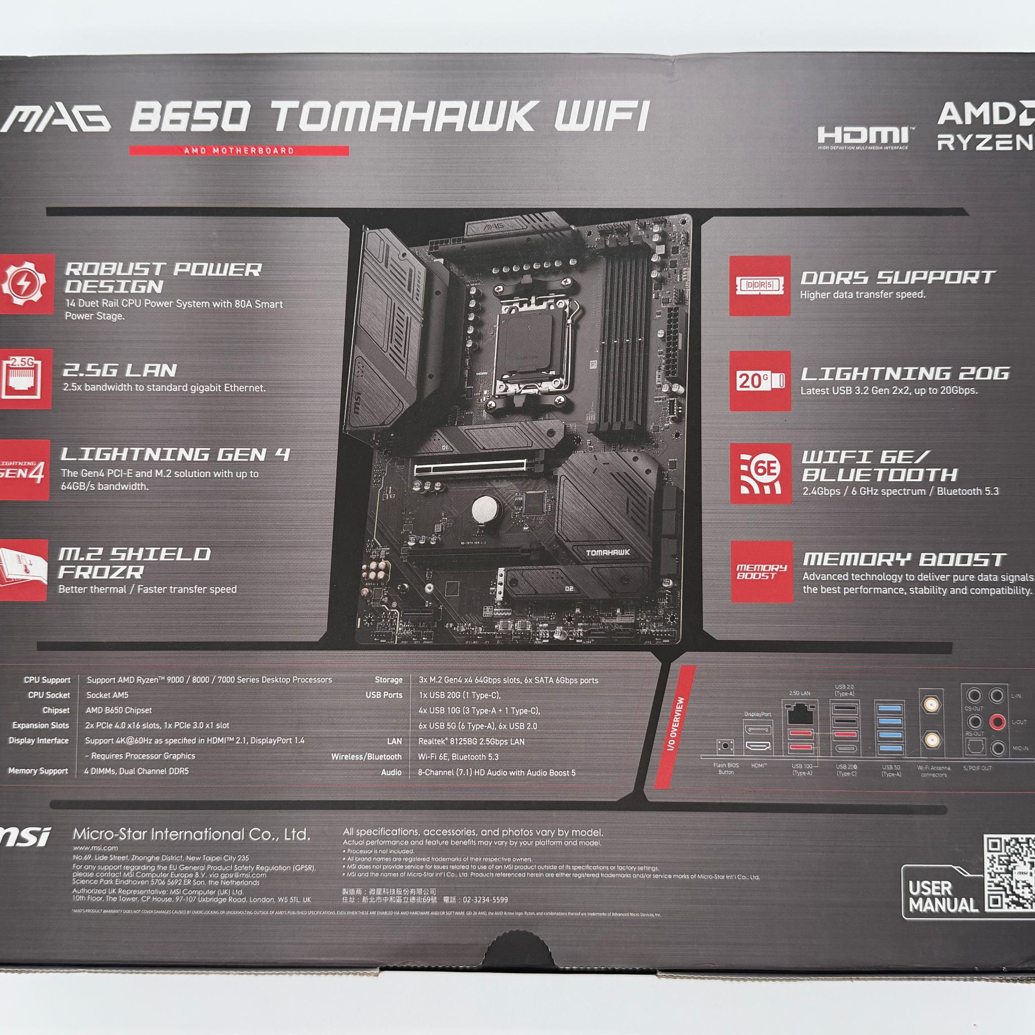 MSI MAG B650 TOMAHAWK WiFi AM5 ATX AMD Motherboard