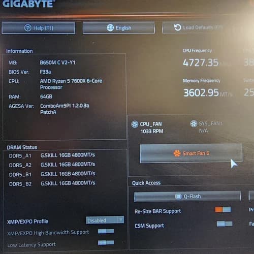 UPDATED BIOS GIGABYTE B650M C V2 WIFI AM5 DDR5 MATX MOTHERBOARD