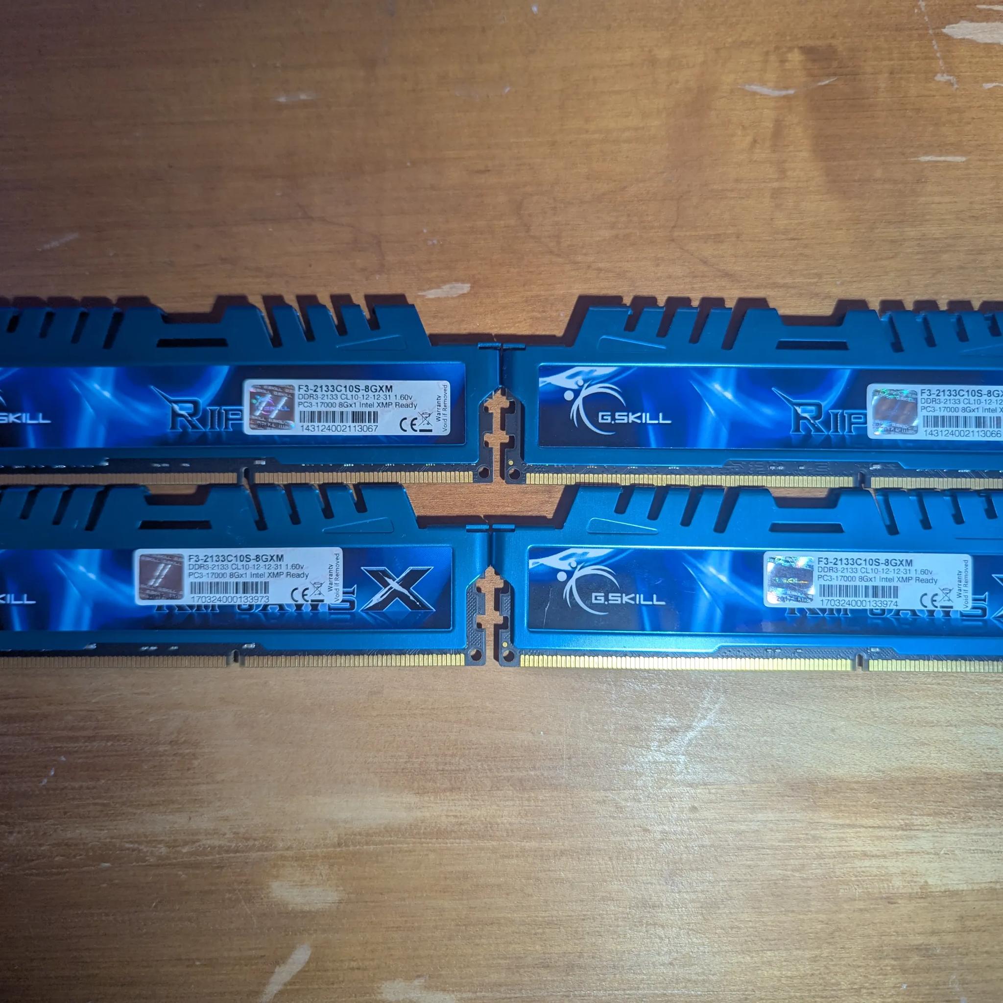 32 GBs DDR3 G.SKILL Ripjaws