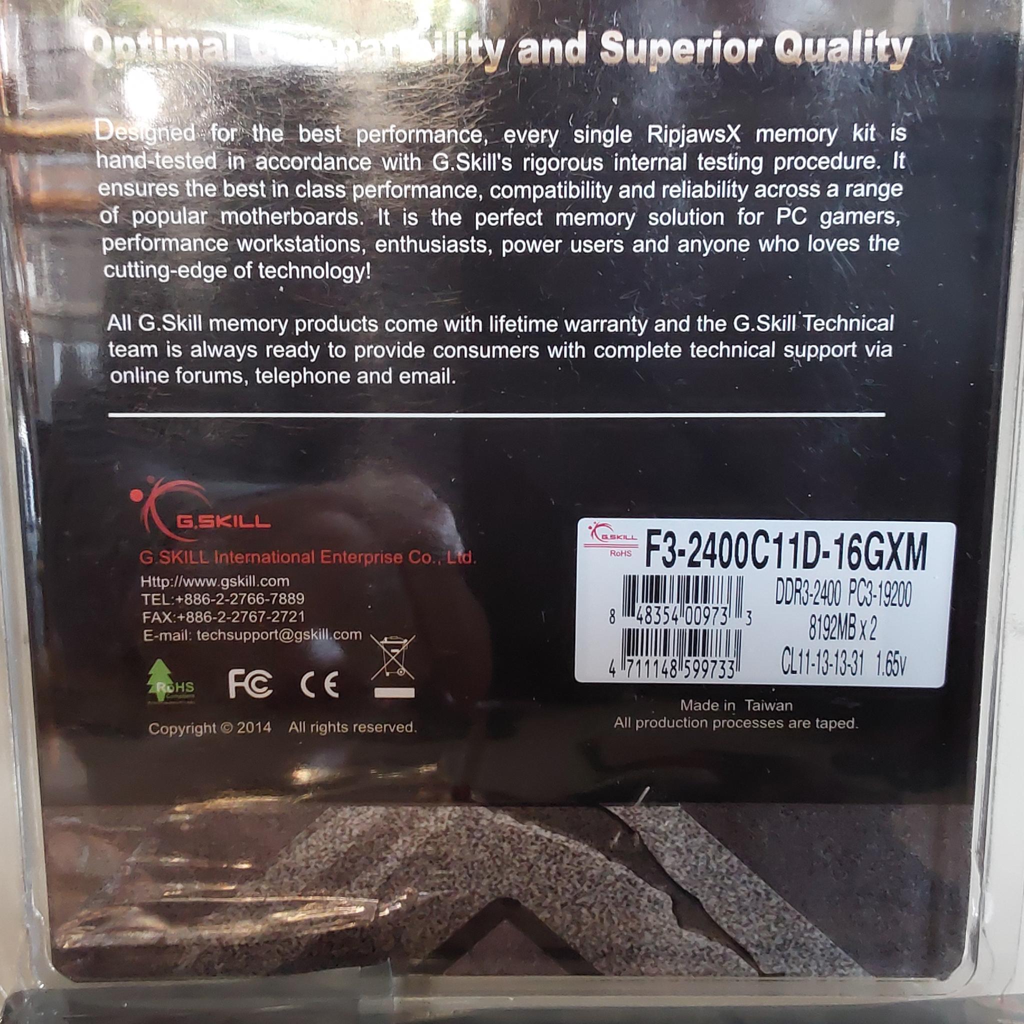 NEW G.SKILL Ripjaws X Series 16GB (2 x 8GB) 240-Pin DDR3 2400 (PC3 19200) Desktop Memory