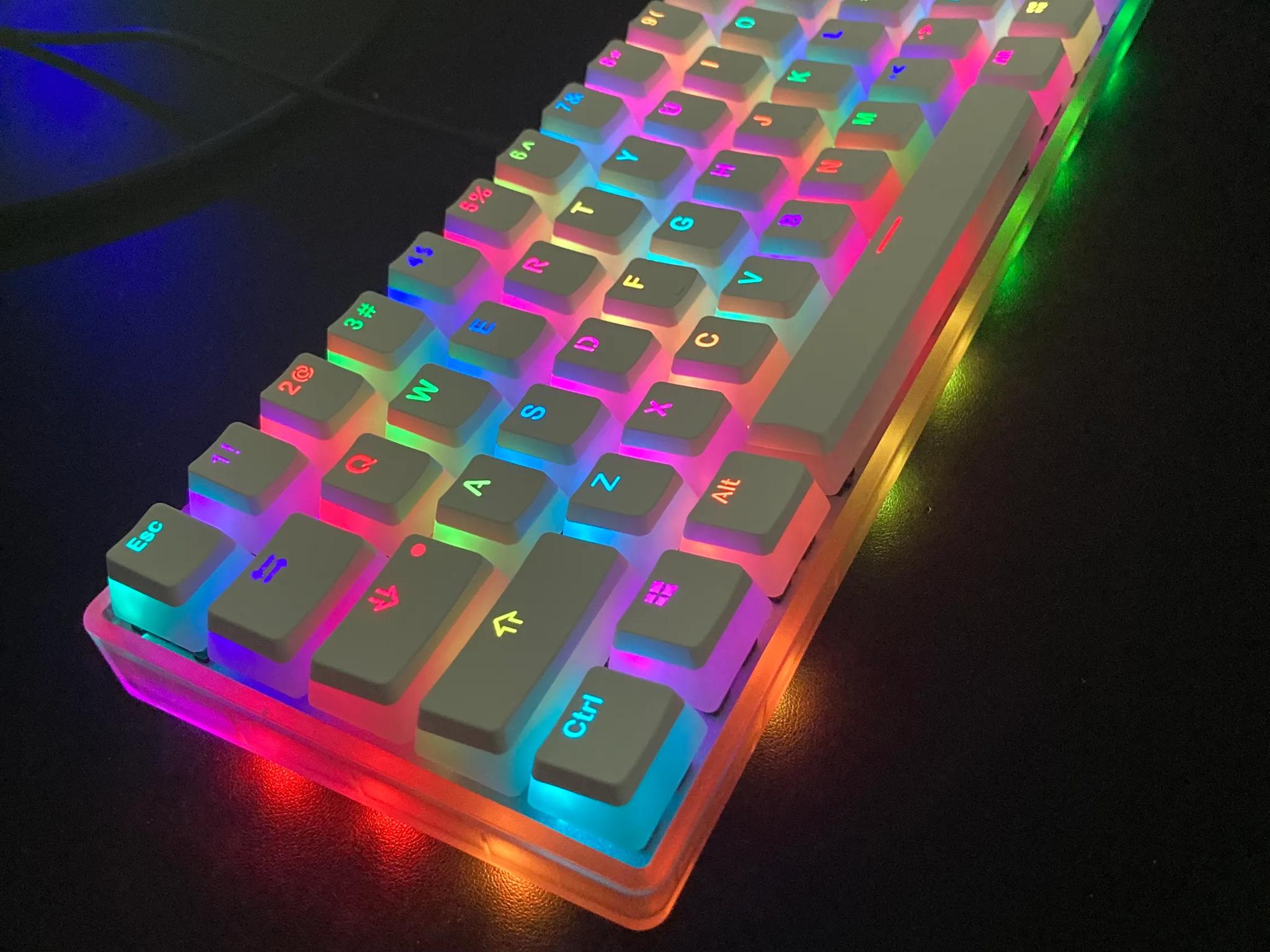(PUDDING KEYCAPS) Gs61 Mechanical Keyboard (Transparent Bottom)