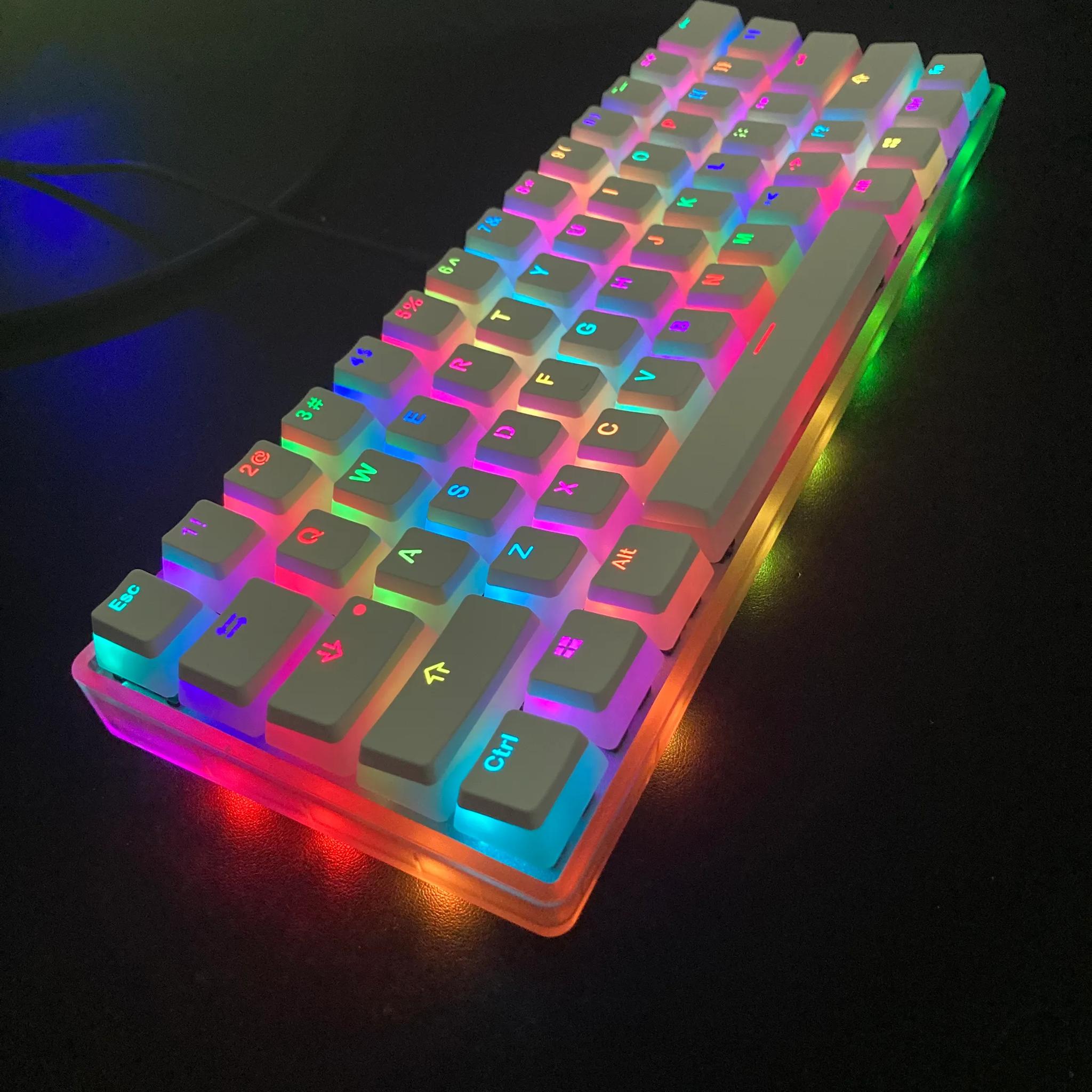 (PUDDING KEYCAPS) Gs61 Mechanical Keyboard (Transparent Bottom)