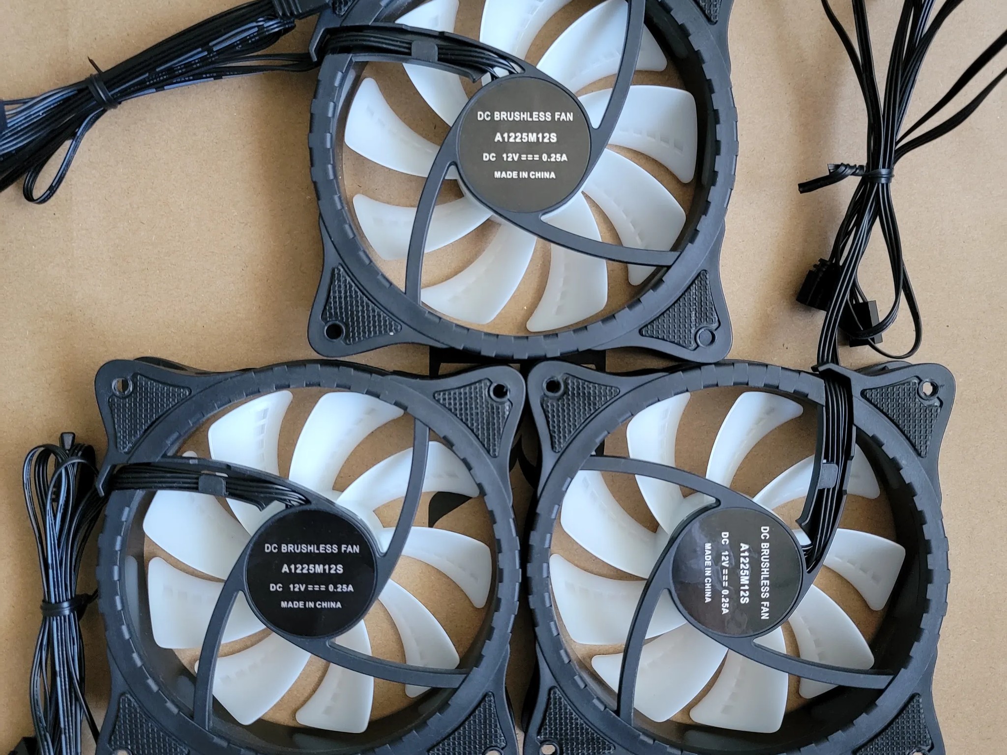 3 - 120mm RGB Case Fans - Non PWM - Used
