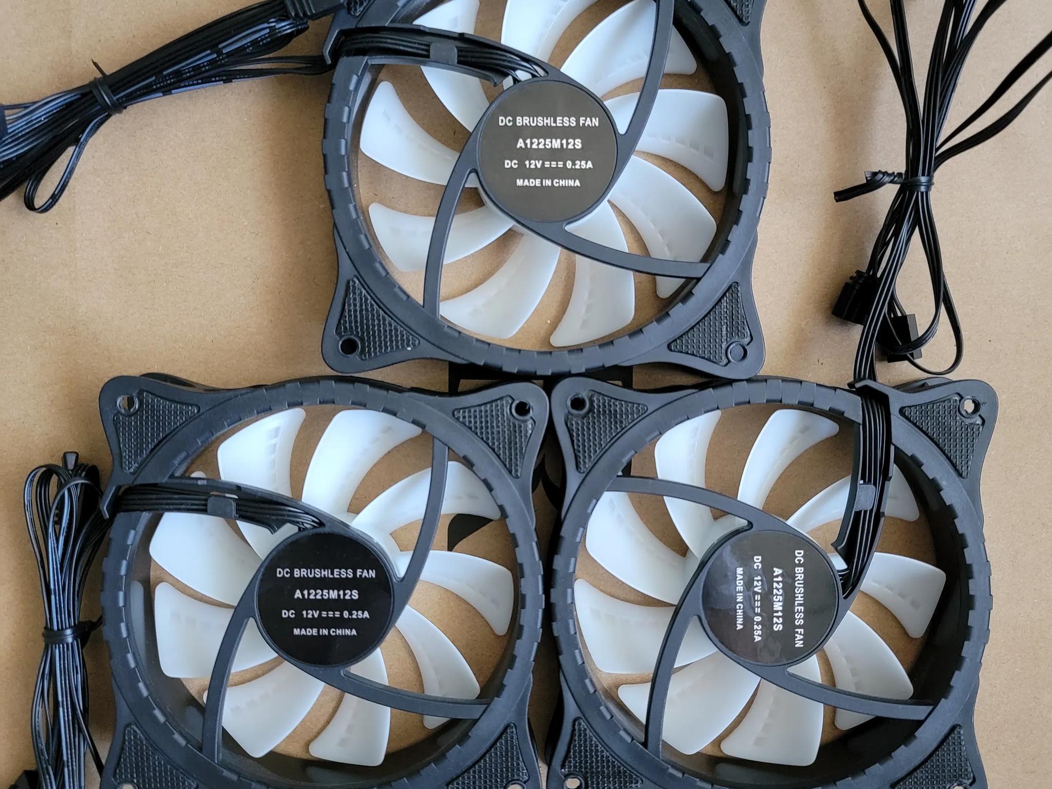3 - 120mm RGB Case Fans - Non PWM - Used