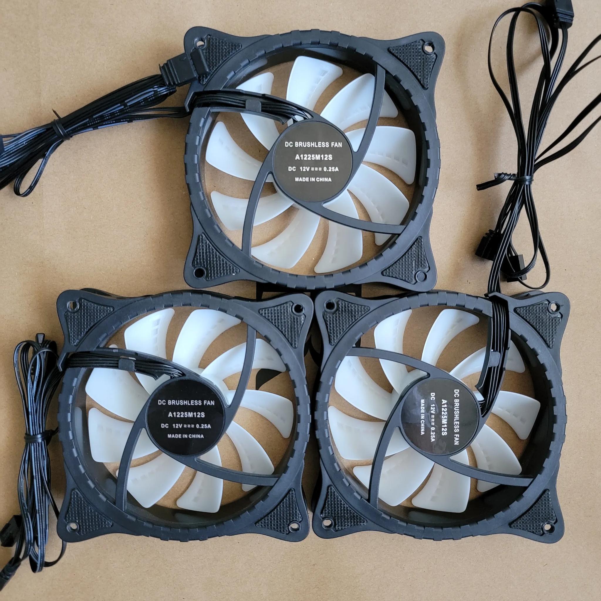 3 - 120mm RGB Case Fans - Non PWM - Used