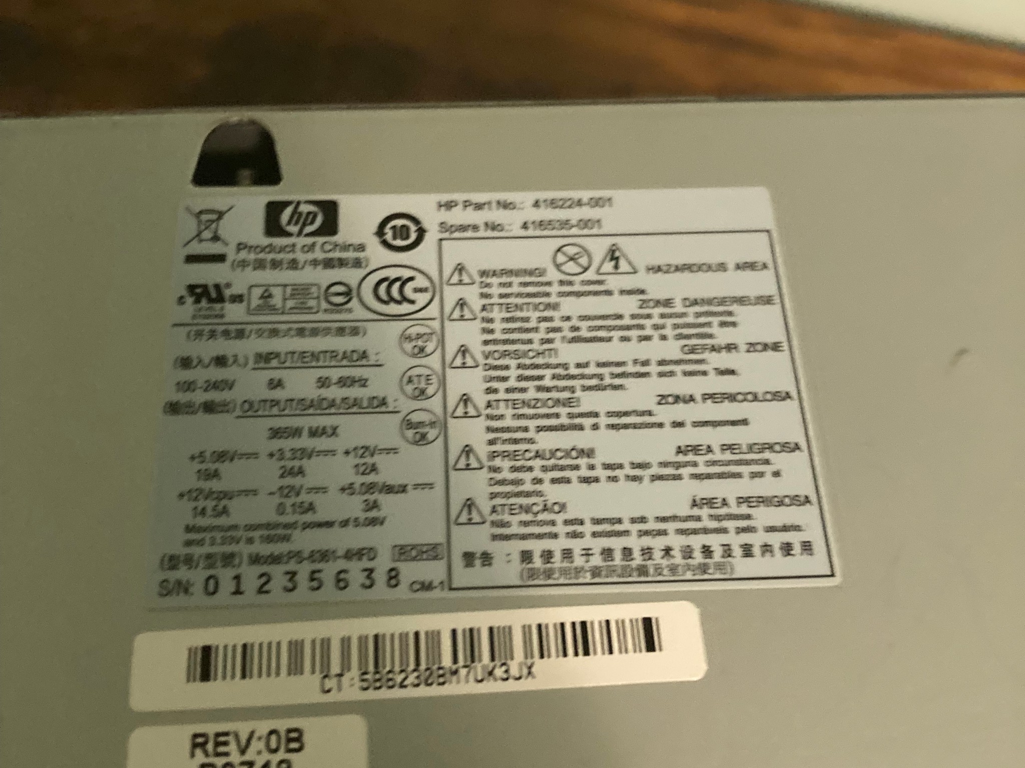 HP 365W PSU READ