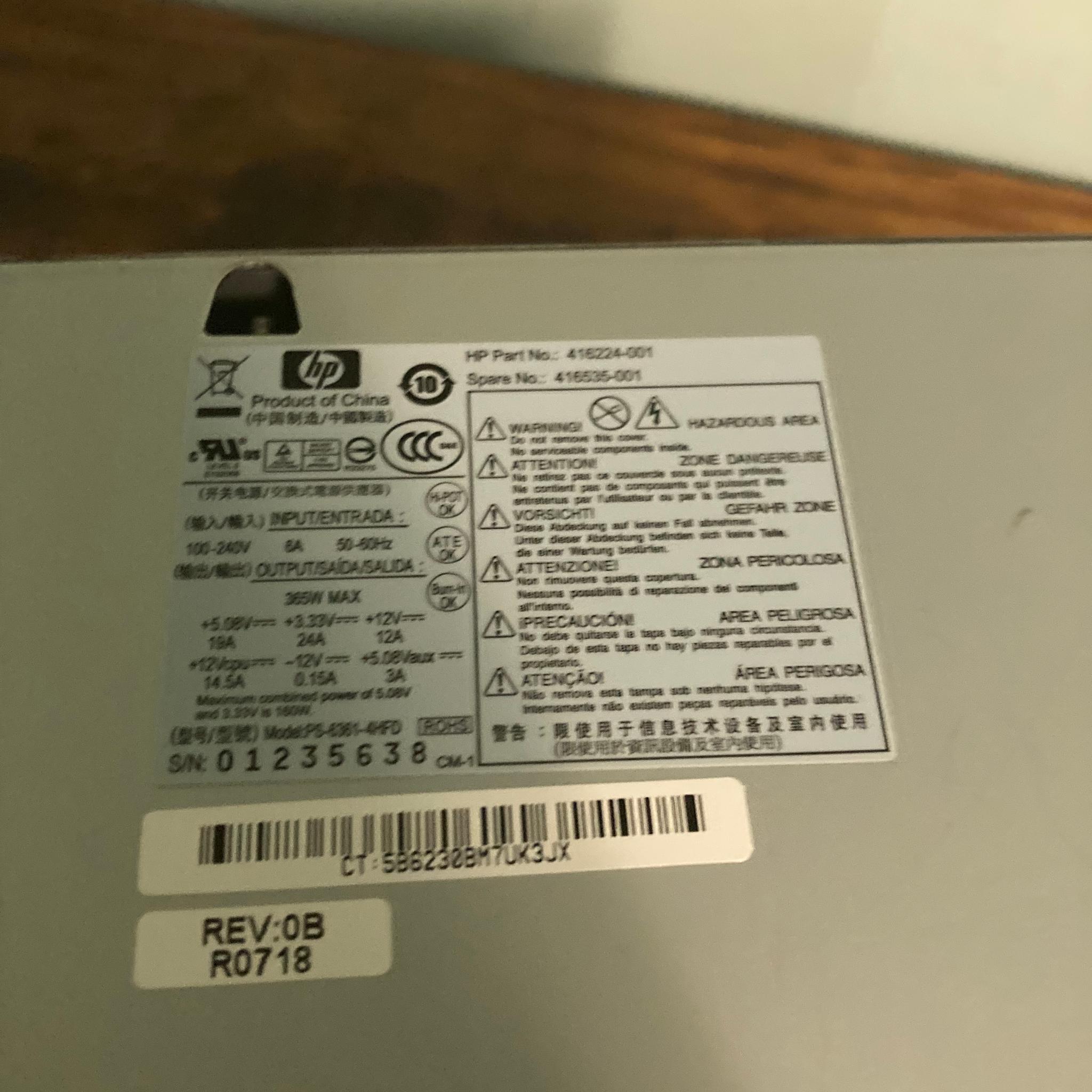 HP 365W PSU READ