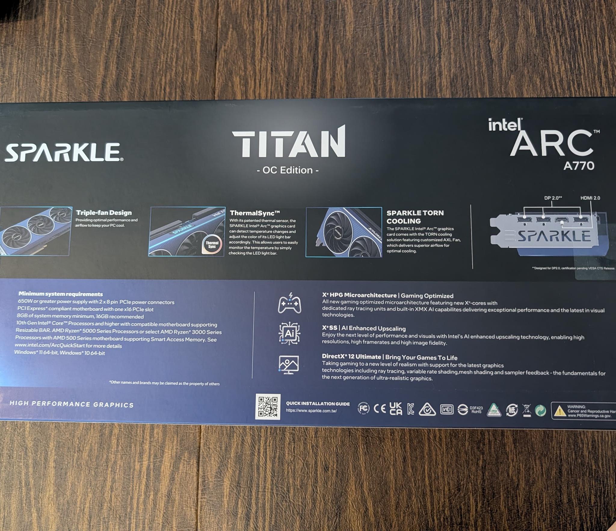 SPARKLE TITAN OC Arc A770 - BRAND NEW SEALED IN BOX
