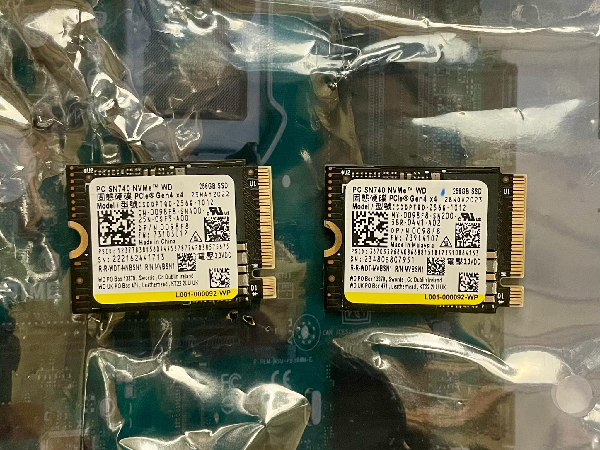 2 Pack of Western Digital 256GB m.2 2230 Gen4 x 4
