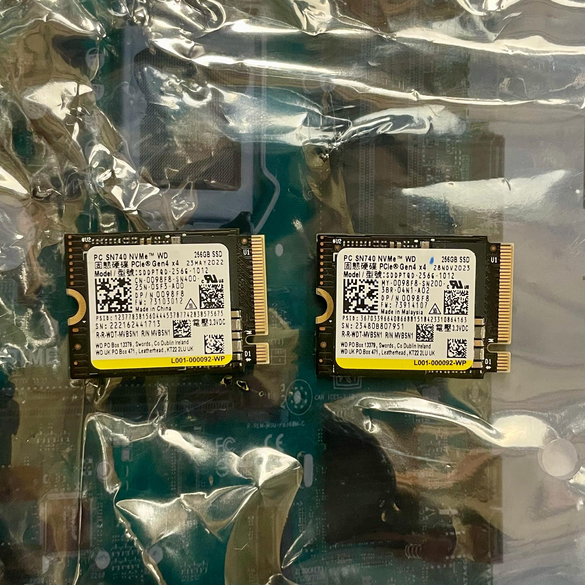 2 Pack of Western Digital 256GB m.2 2230 Gen4 x 4