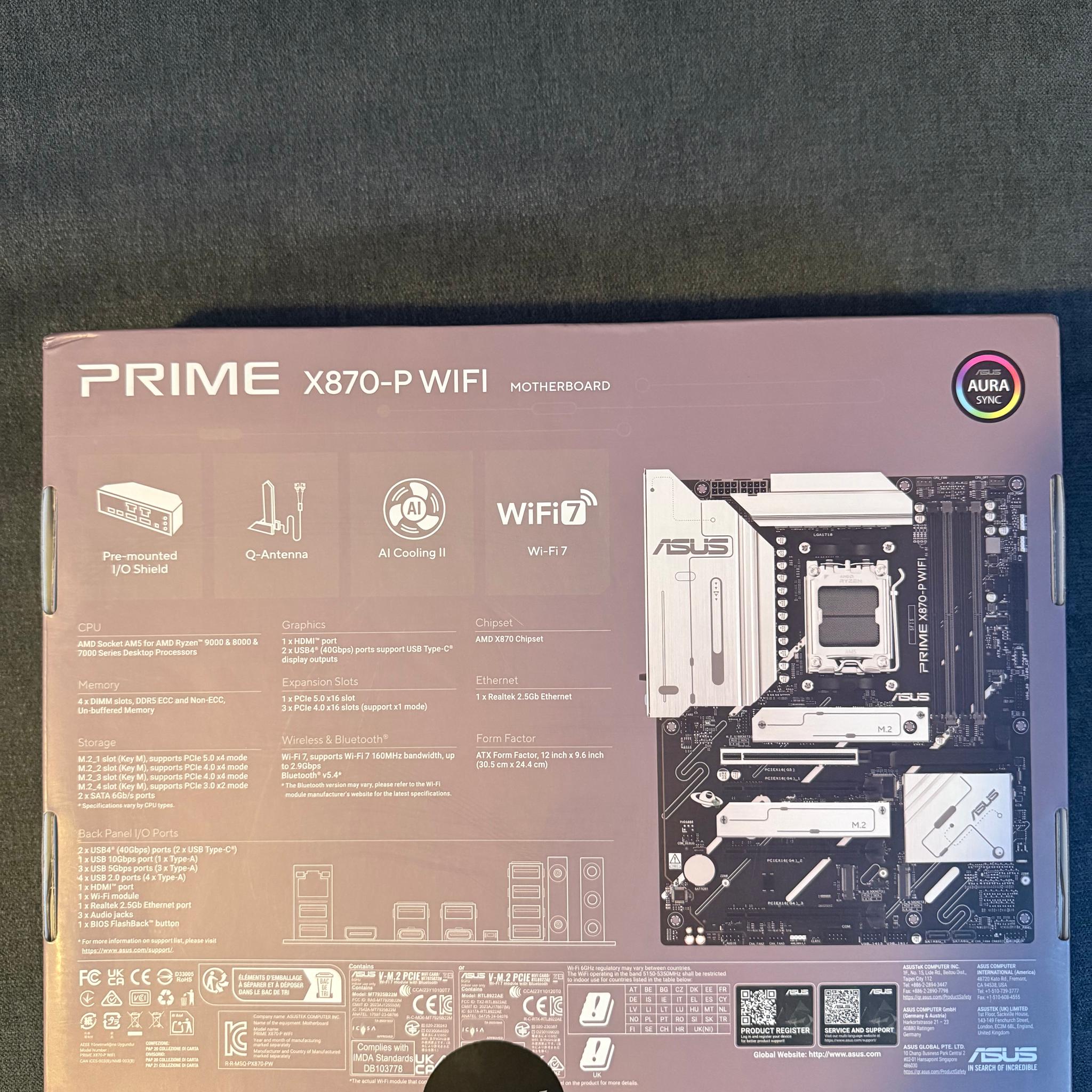 ASUS PRIME X870-P WIFI + Crucial Pro Overclocking 32GB (2x16GB) DDR5-6000 CL36