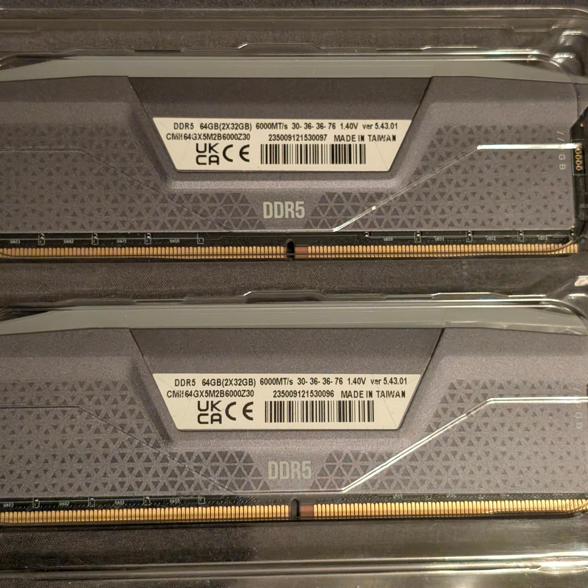 Vengeance RGB DDR5 Memory for AMD 64GB 6000Mhz CL30
