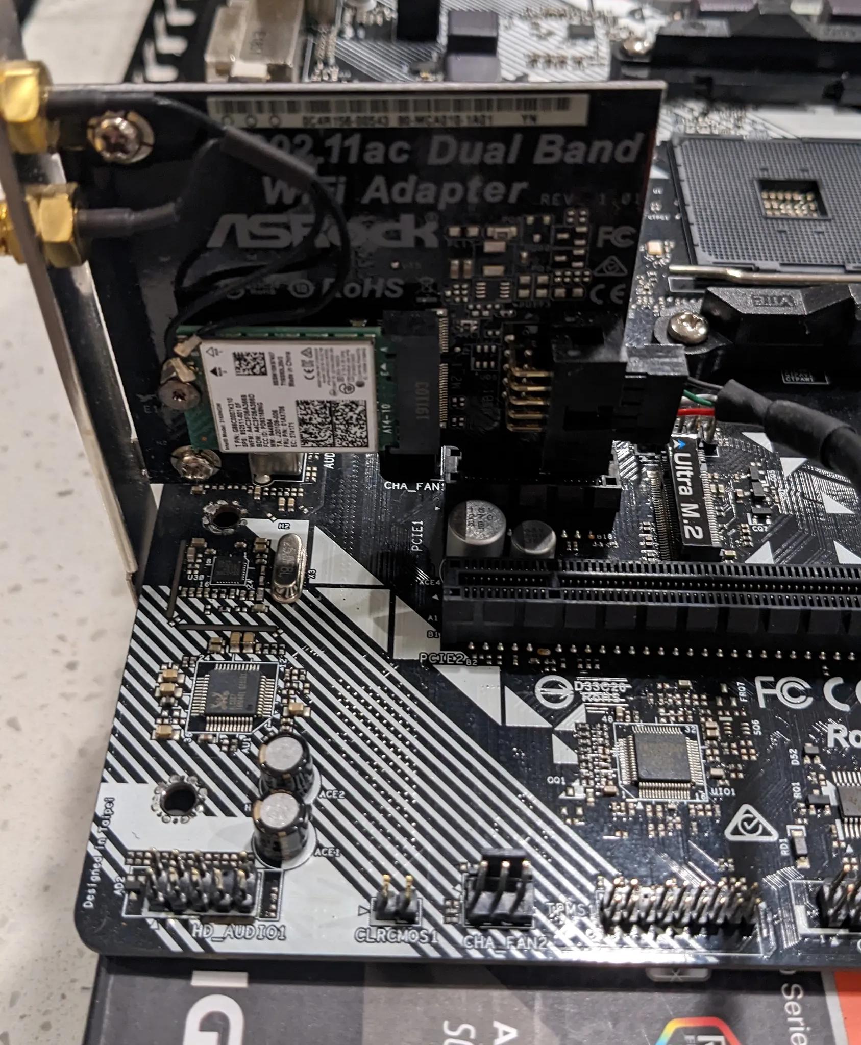 ASRock A320 AM4 micro ATX motherboard with wifi card