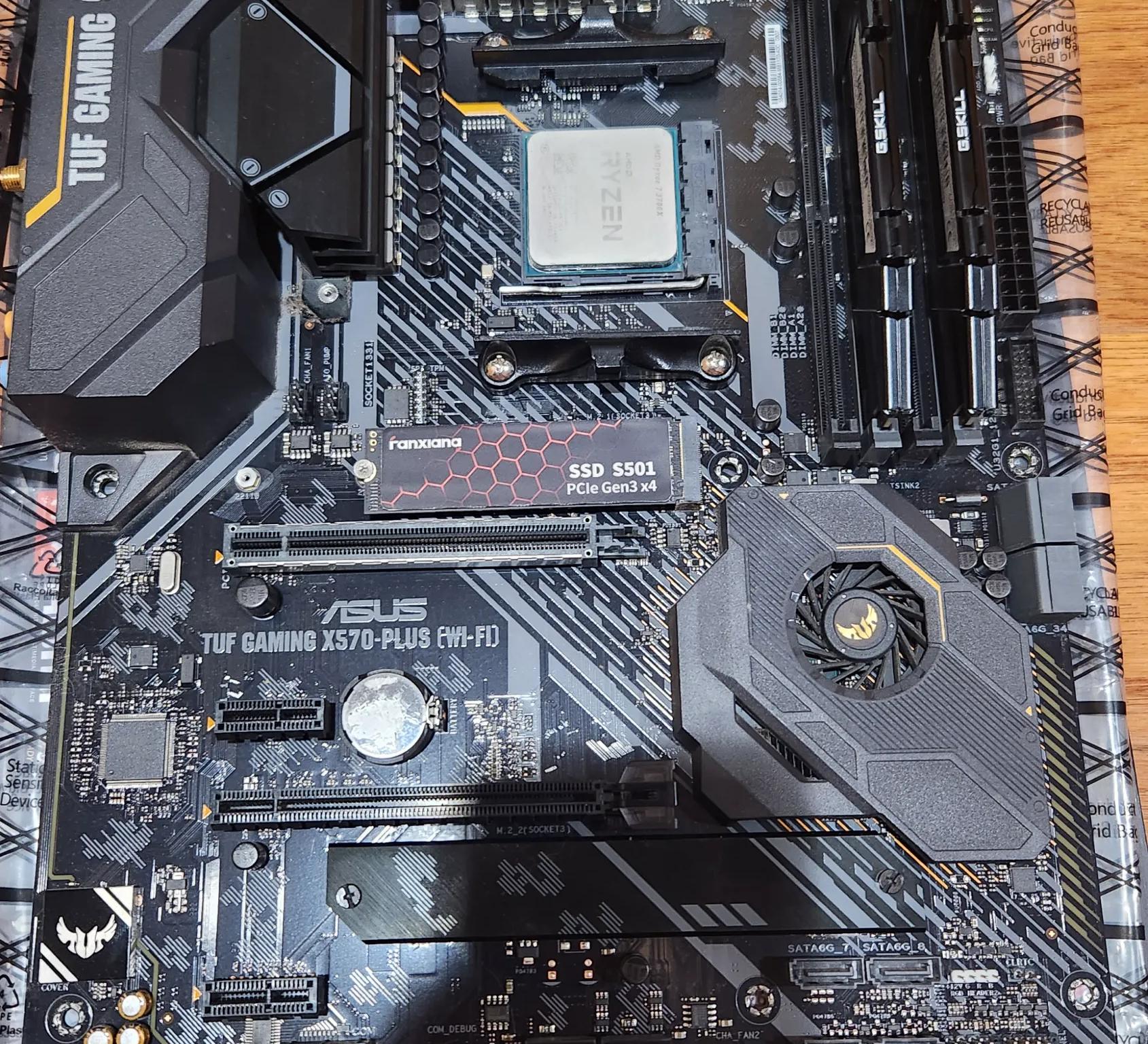 ASUS TUF x570-PLUS (WI-FI) AND Ryzen 7 3700X, 16gb RAM, 256GB M.2 (with Win 10 installed)