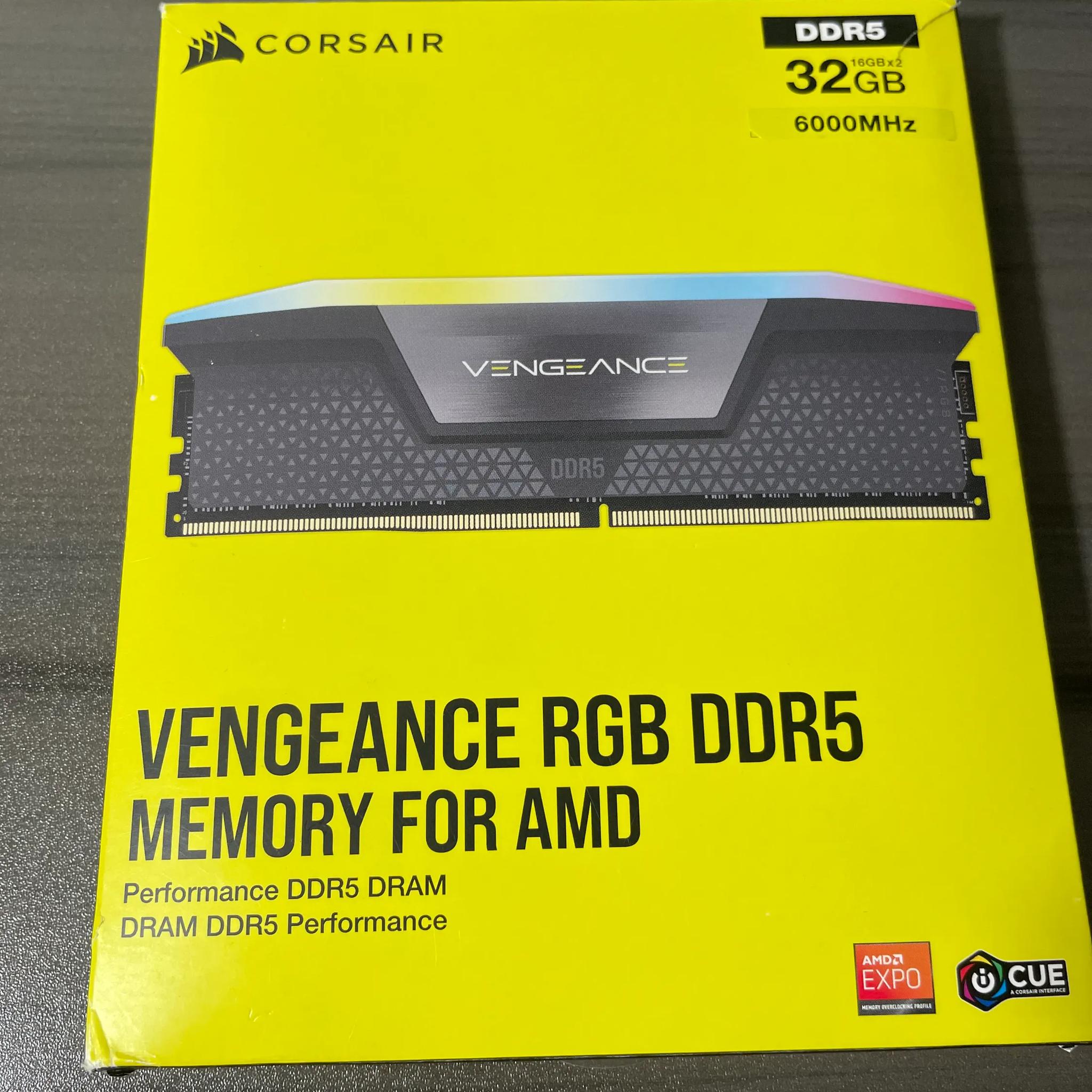 LIKE NEW IN BOX Corsair Vengeance RGB DDR5 32GB (2x16GB) 6000Mhz CL36