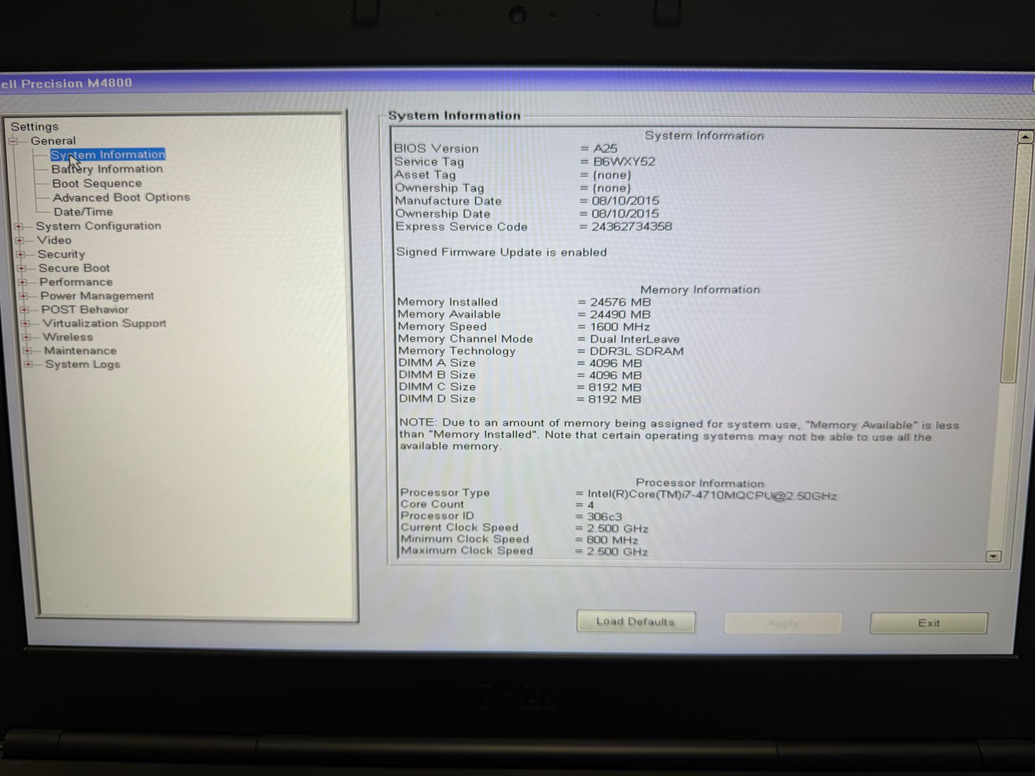 Dell Precision M4800 i7-4710mq Nvidia Quadro K1100M 24GB DDR3L