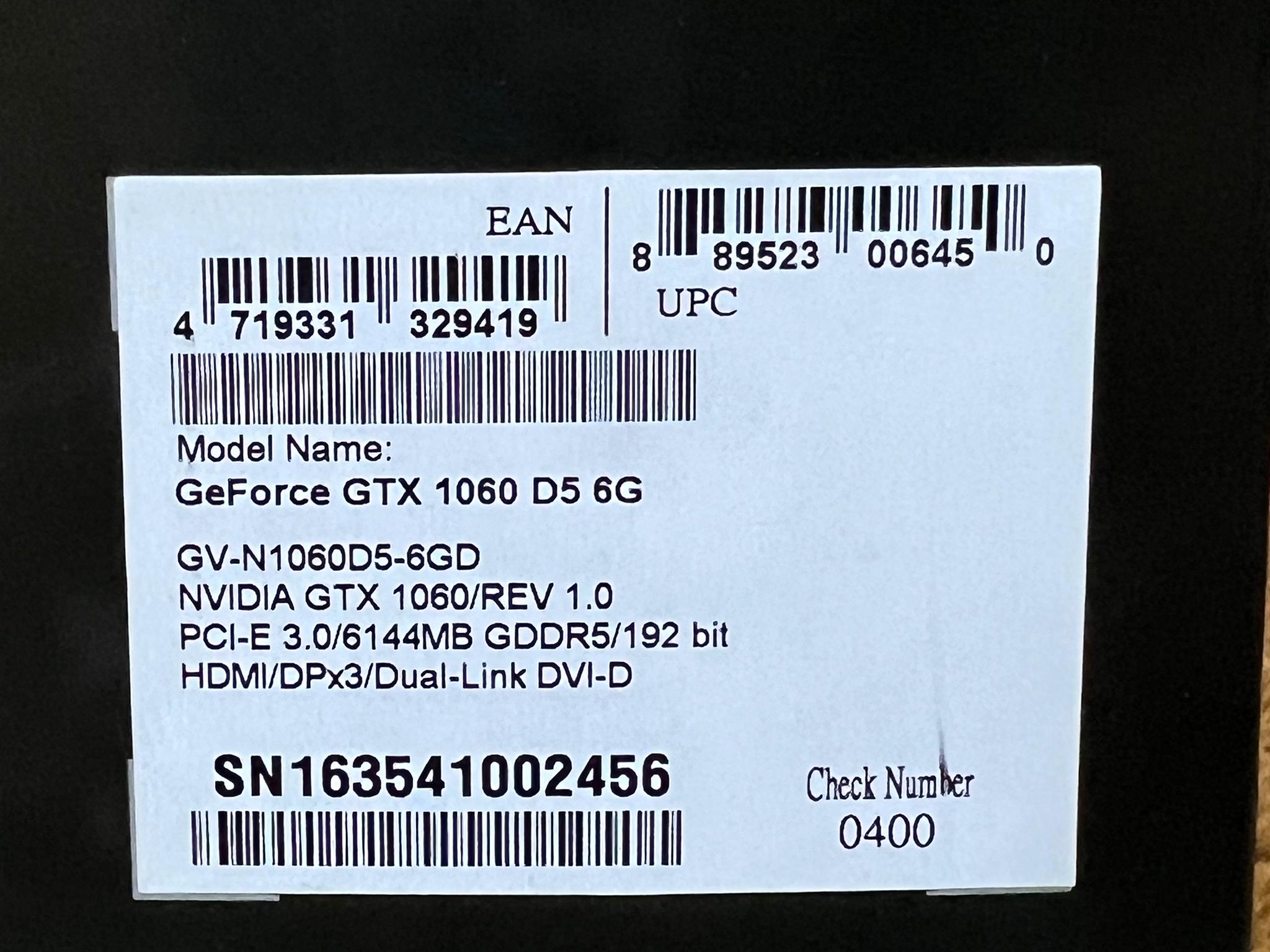 Gigabyte gtx 1060 6gb