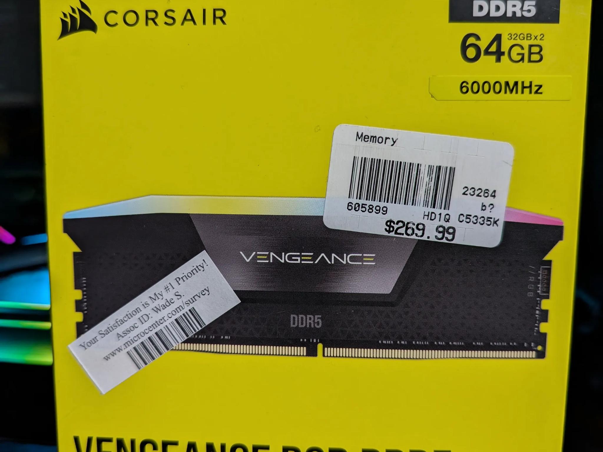 CORSAIR VENGEANCE RGB DDR5 RAM 64GB (2x32GB) 6000MHz