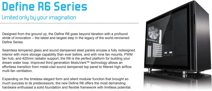 Fractal Design Define R6 - Mid Tower Computer Case - Gunmetal Grey, Tempered Glass