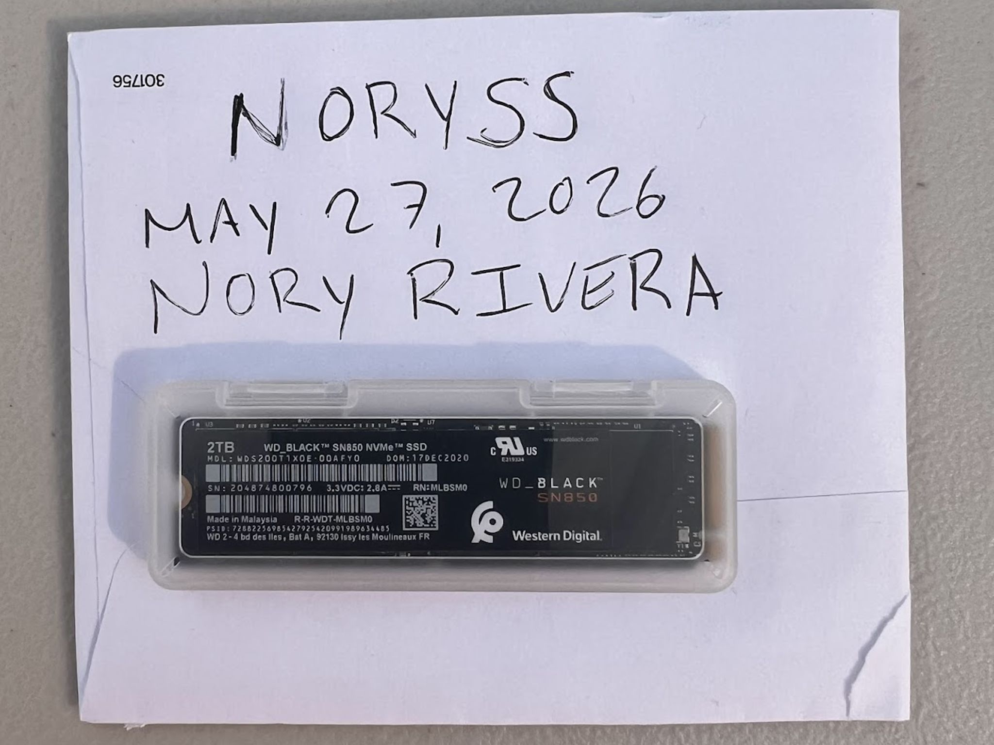 WD BLACK SN850 2TB #0796
