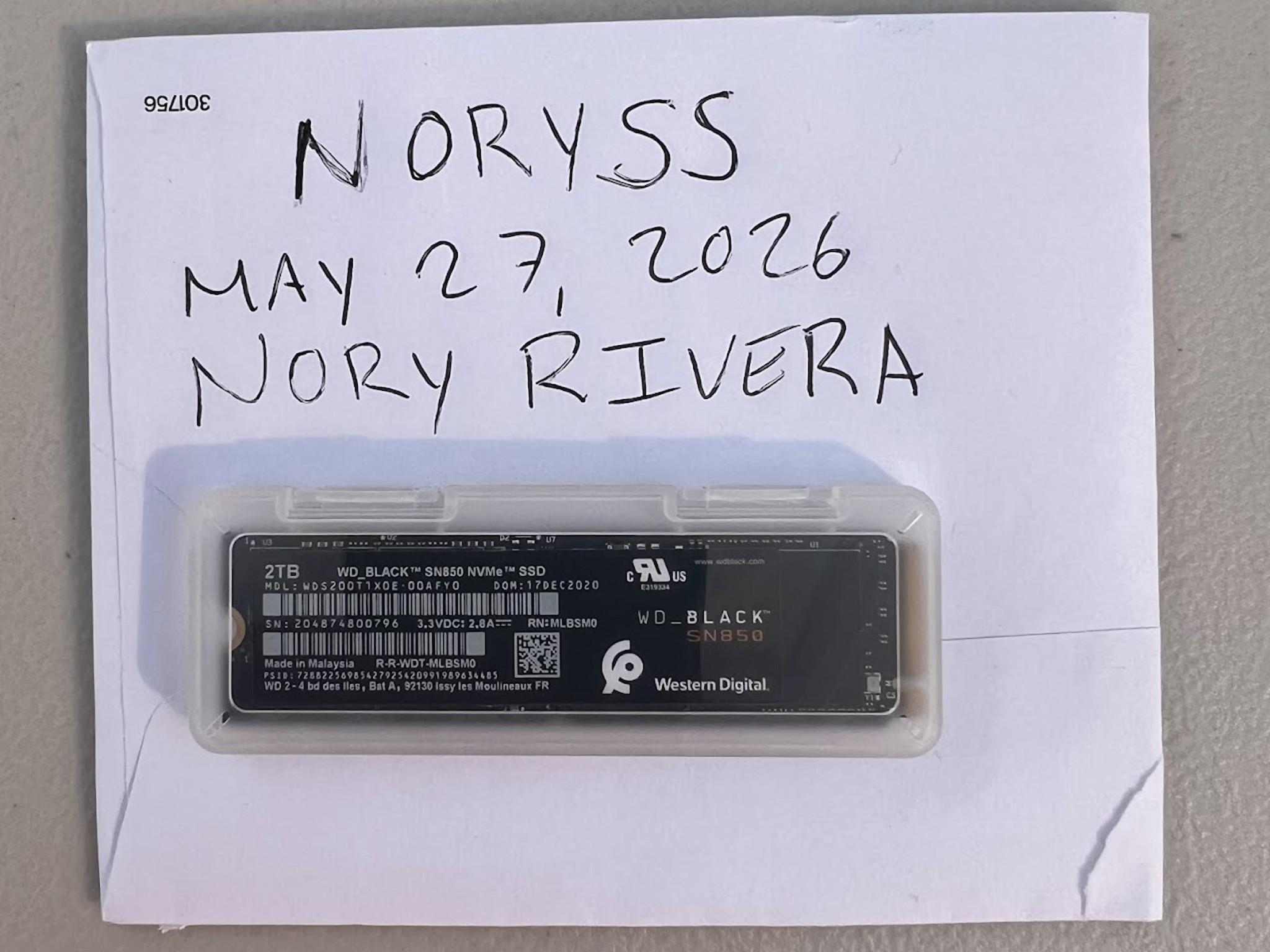 WD BLACK SN850 2TB #0796