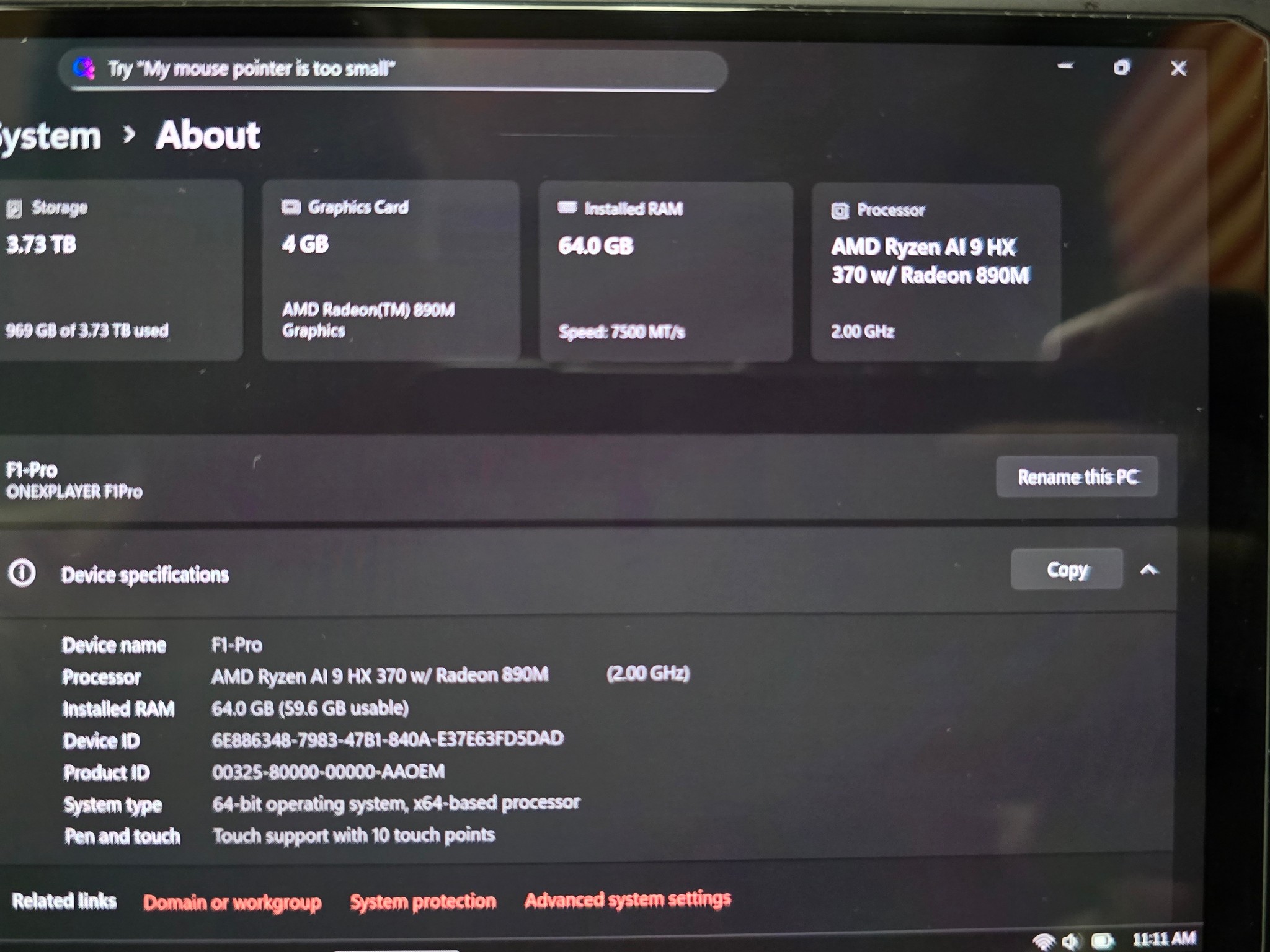 ONEXPLAYER OneXFly F1 Pro HX370 OLED 64GB RAM 4TB SSD + Case